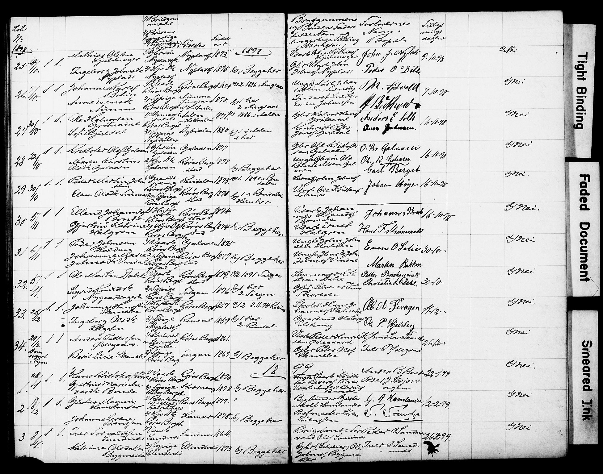 Ministerialprotokoller, klokkerbøker og fødselsregistre - Sør-Trøndelag, AV/SAT-A-1456/681/L0934: Lysningsprotokoll nr. 681A12, 1884-1918