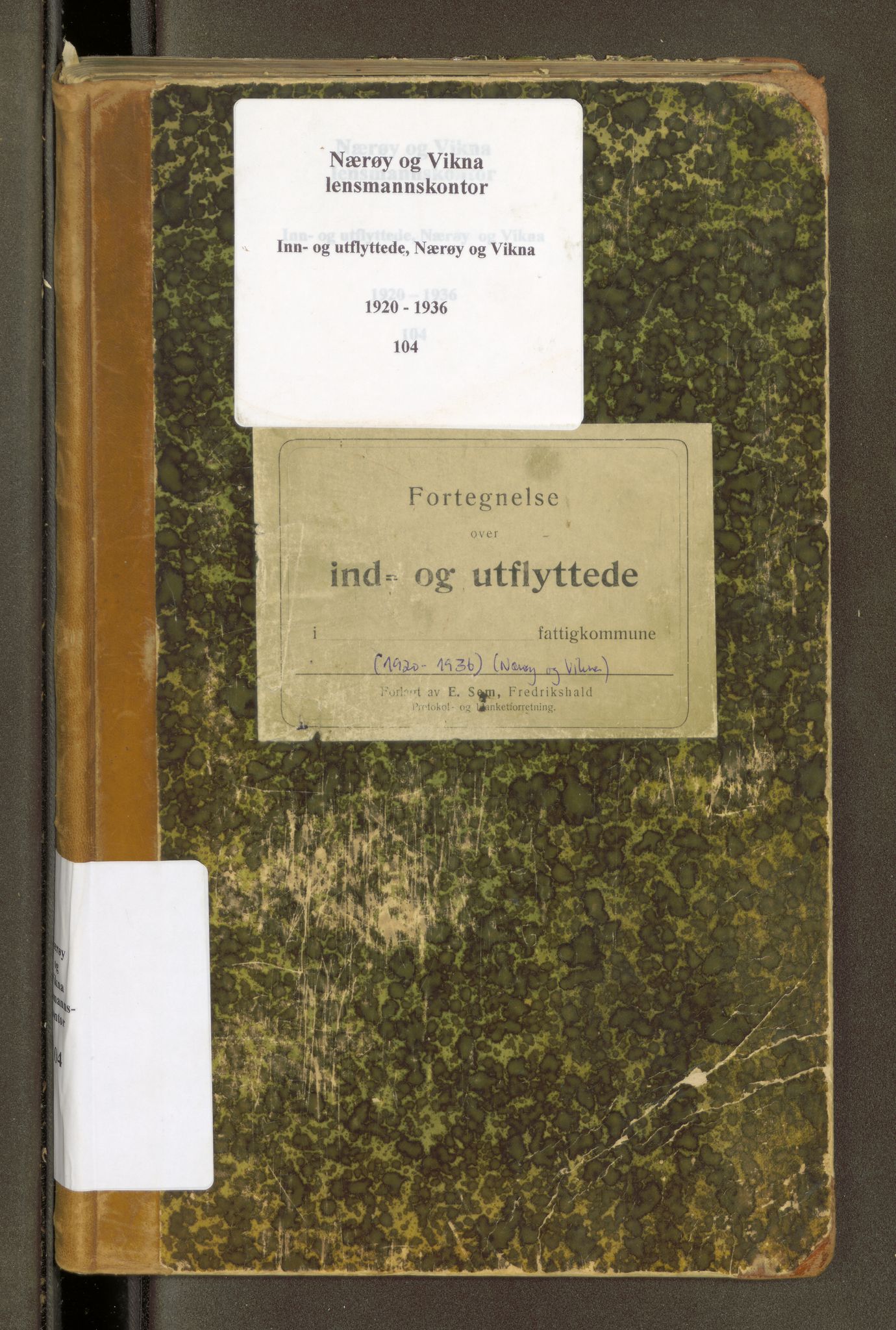 Nærøy og Vikna lensmannskontor, AV/SAT-A-1033/2/03/L0104: Inn- og utflyttede, Nærøy og Vikna, 1920-1936