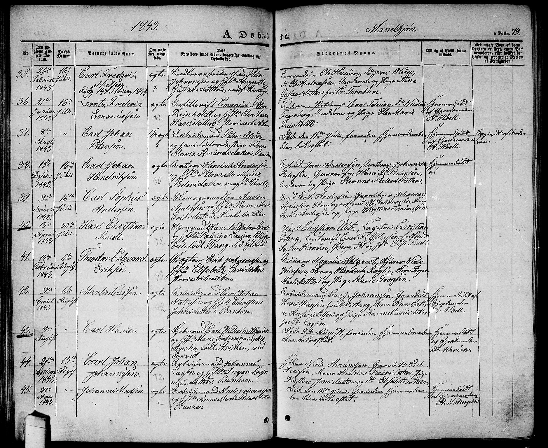 Halden prestekontor Kirkebøker, AV/SAO-A-10909/G/Ga/L0003: Klokkerbok nr. 3, 1834-1844, s. 79
