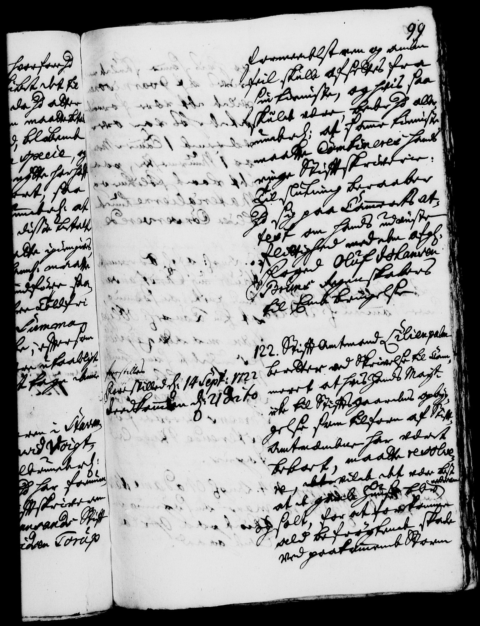 Rentekammeret, Kammerkanselliet, AV/RA-EA-3111/G/Gh/Gha/L0005: Norsk ekstraktmemorialprotokoll (merket RK 53.50), 1721-1723, s. 99