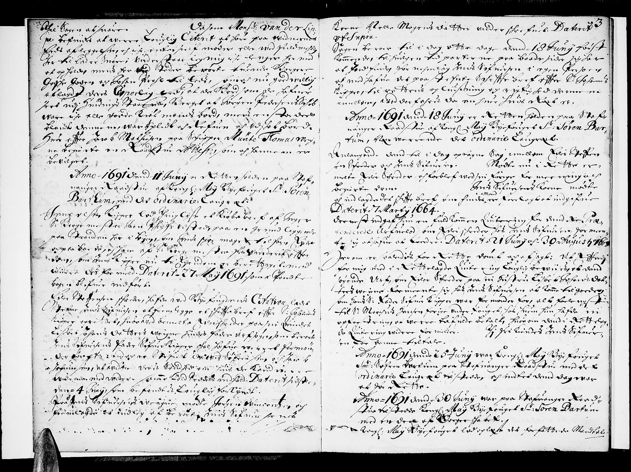 Stavanger byfogd, AV/SAST-A-101408/001/3/30/30BA/L0028: Bytingprotkoll, 1691-1693, s. 2b-3a