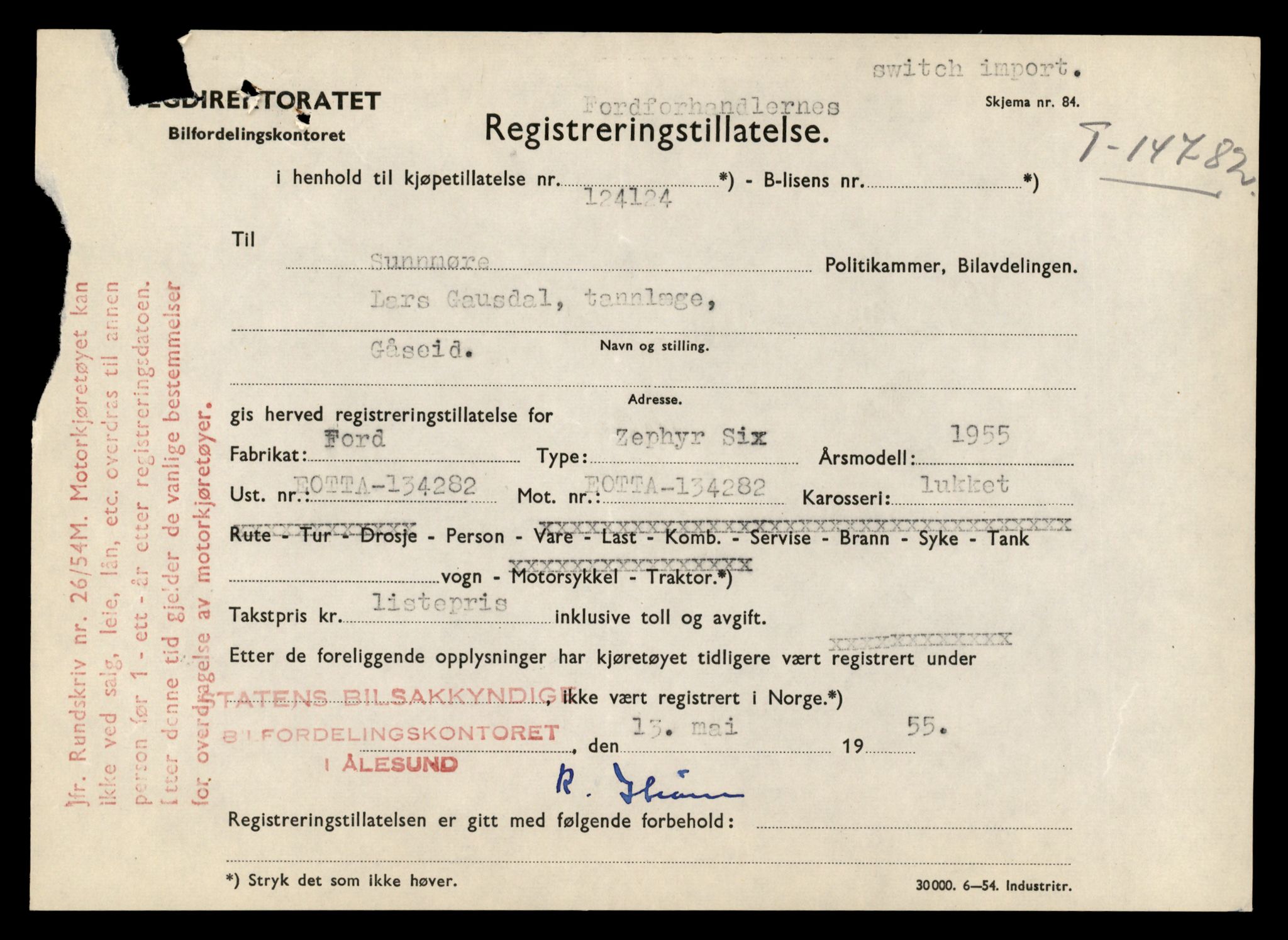 Møre og Romsdal vegkontor - Ålesund trafikkstasjon, AV/SAT-A-4099/F/Fe/L0048: Registreringskort for kjøretøy T 14721 - T 14863, 1927-1998, s. 1293