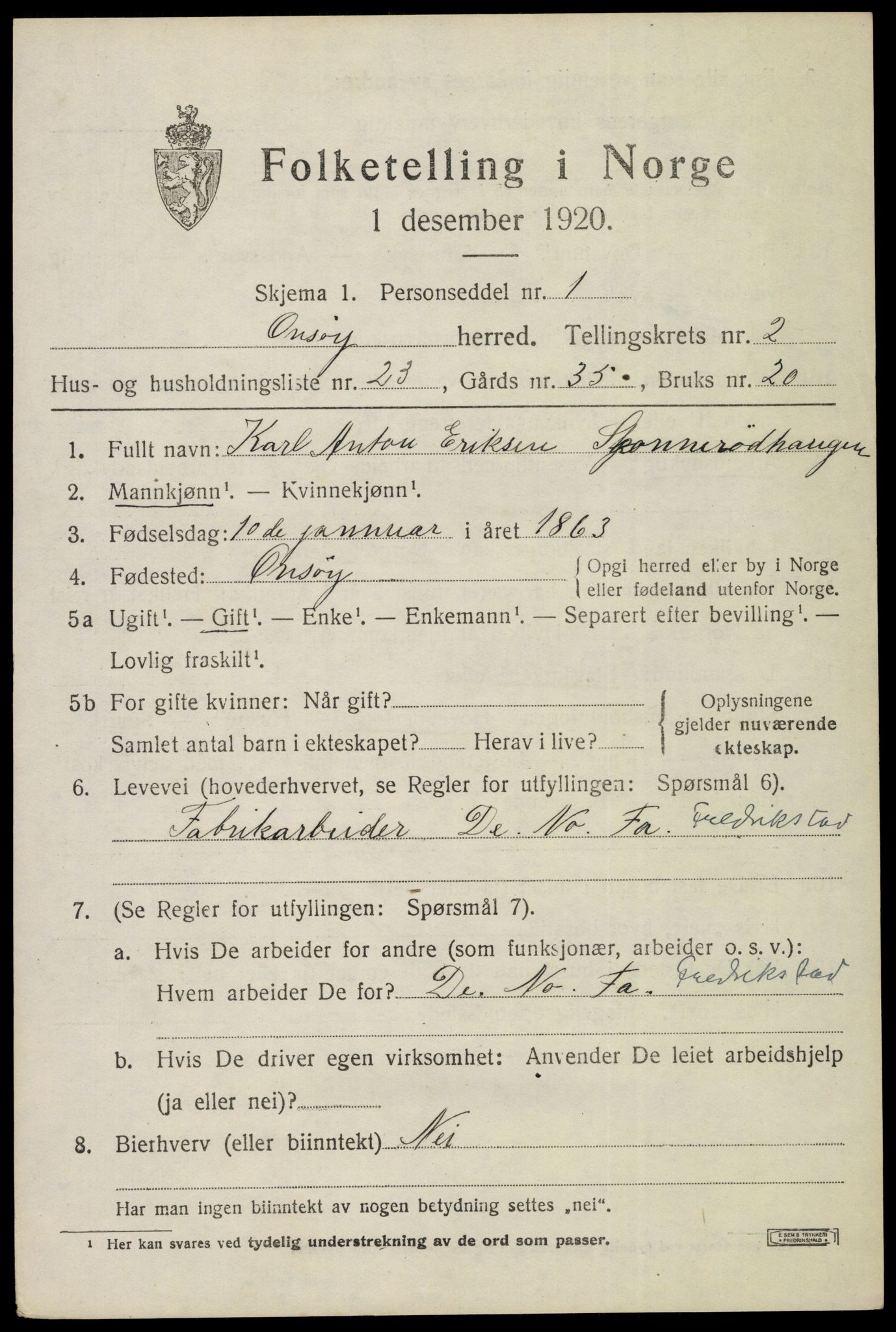SAO, Folketelling 1920 for 0134 Onsøy herred, 1920, s. 3743