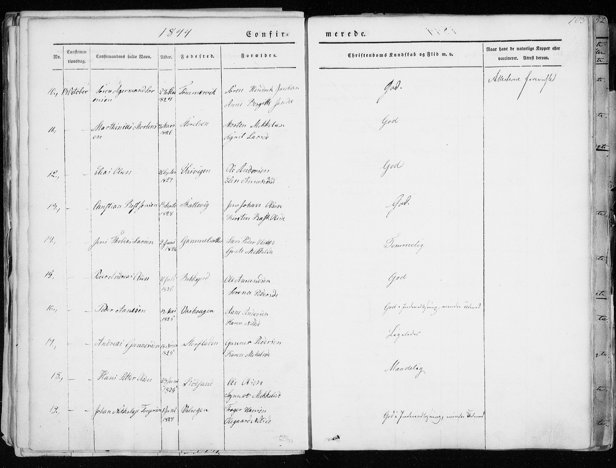 Tranøy sokneprestkontor, SATØ/S-1313/I/Ia/Iaa/L0006kirke: Ministerialbok nr. 6, 1844-1855, s. 103