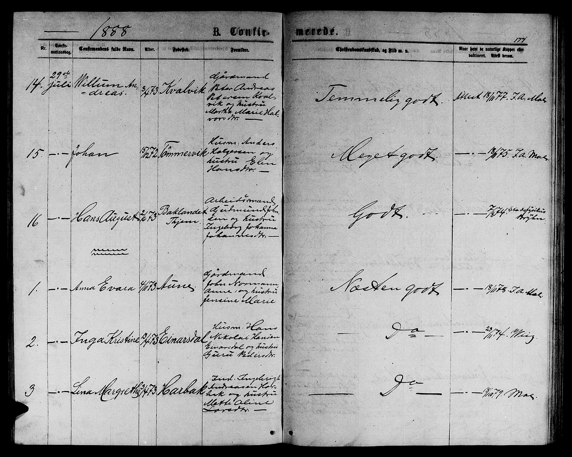 Ministerialprotokoller, klokkerbøker og fødselsregistre - Sør-Trøndelag, SAT/A-1456/656/L0695: Klokkerbok nr. 656C01, 1867-1889, s. 177
