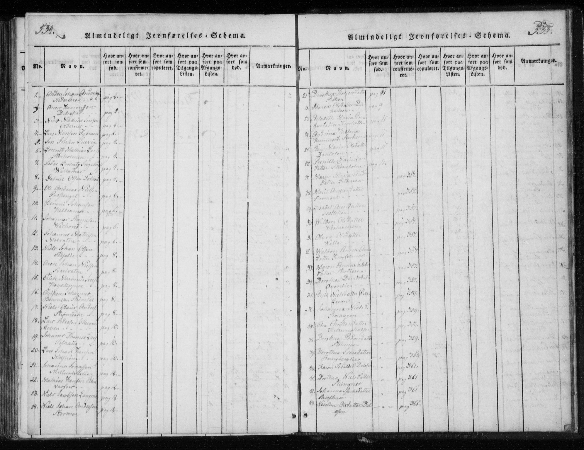 Ministerialprotokoller, klokkerbøker og fødselsregistre - Nordland, AV/SAT-A-1459/825/L0353: Ministerialbok nr. 825A07, 1820-1826, s. 534-535