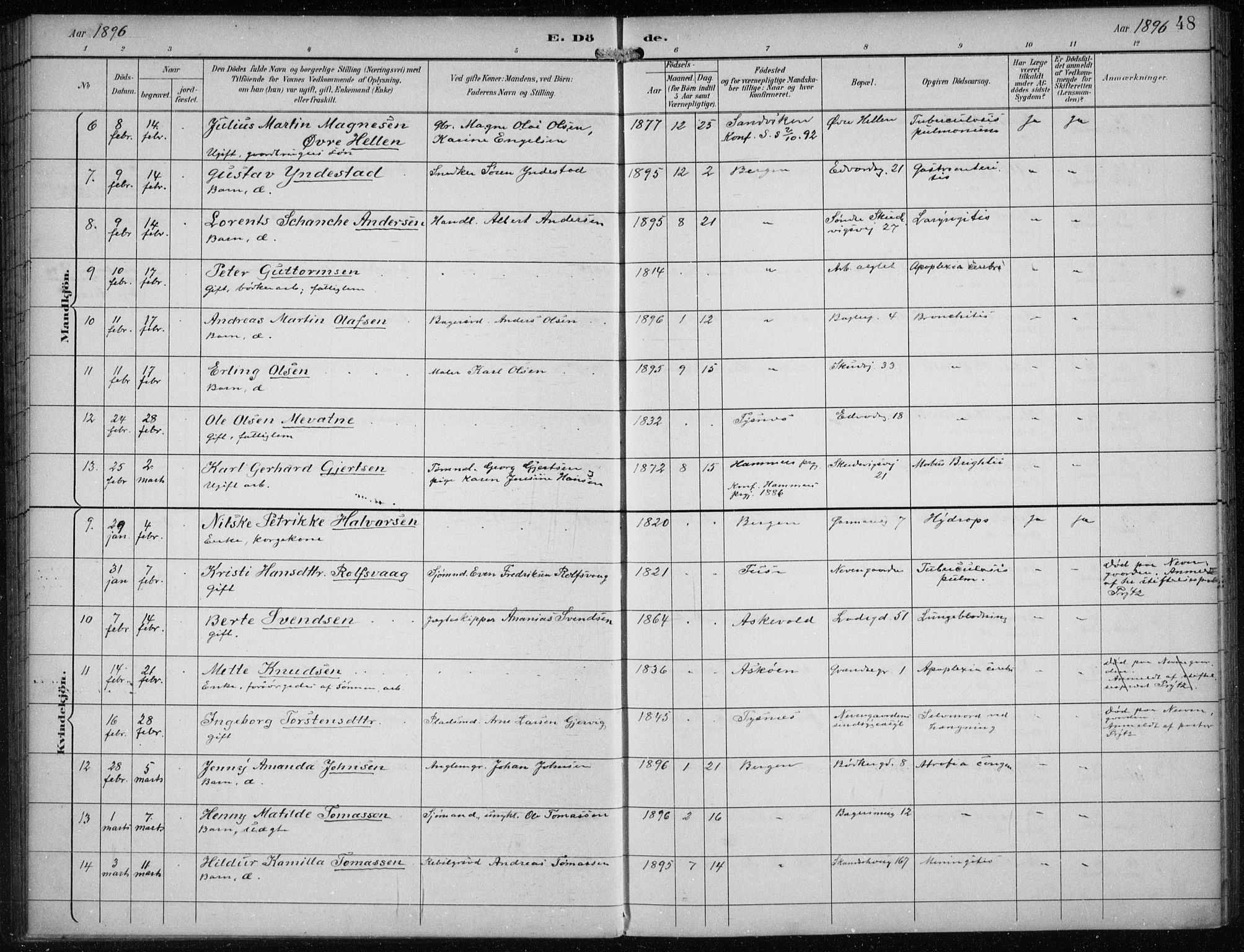 Sandviken Sokneprestembete, SAB/A-77601/H/Ha/L0018: Ministerialbok nr. E 1, 1893-1905, s. 48