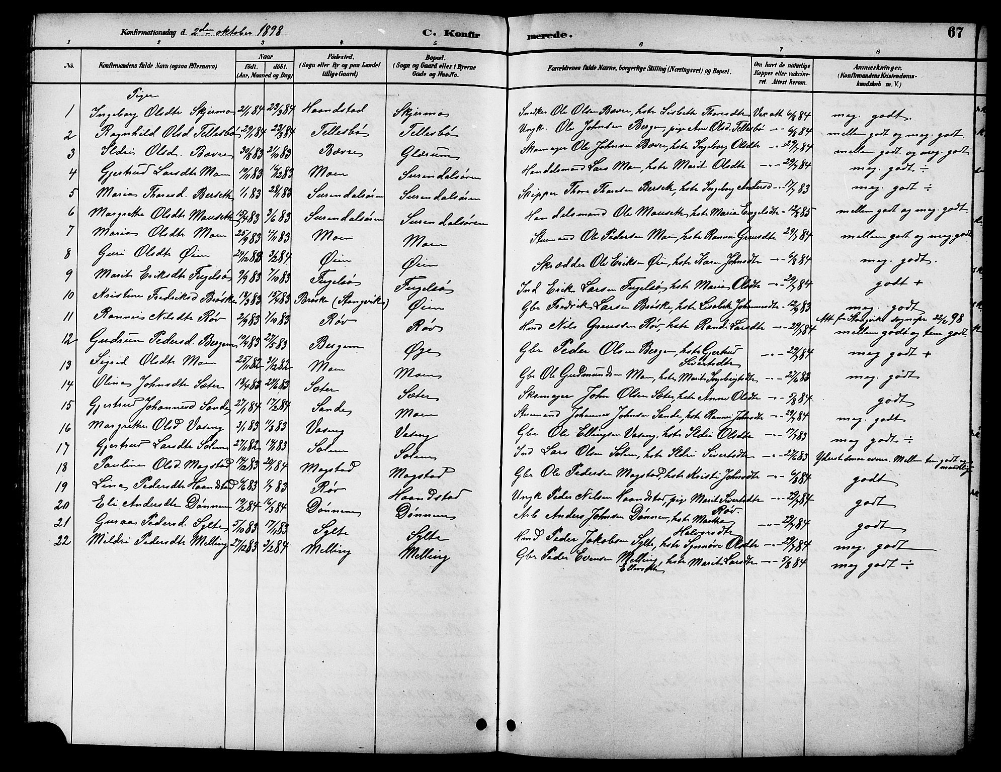 Ministerialprotokoller, klokkerbøker og fødselsregistre - Møre og Romsdal, AV/SAT-A-1454/596/L1058: Klokkerbok nr. 596C01, 1891-1907, s. 67