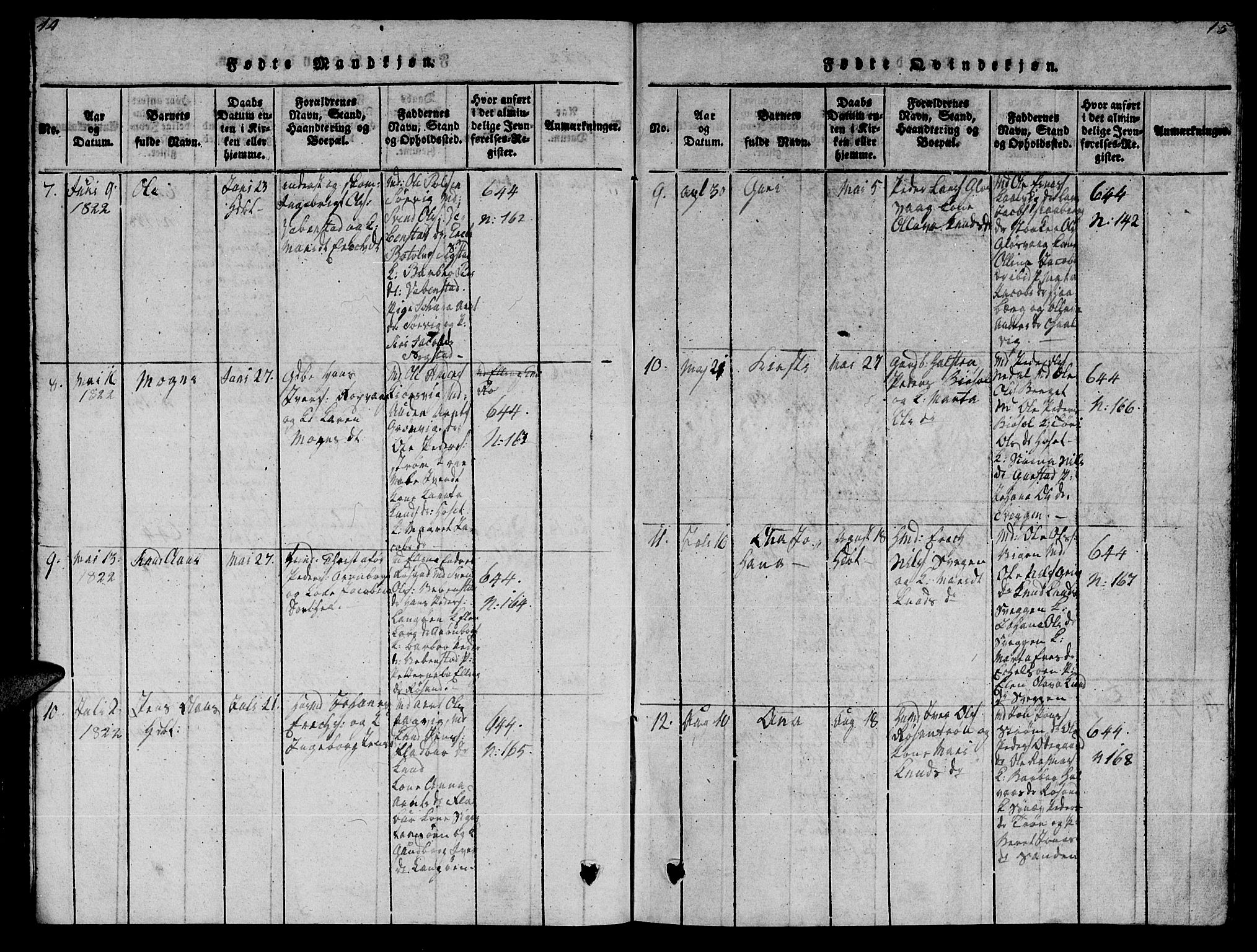 Ministerialprotokoller, klokkerbøker og fødselsregistre - Møre og Romsdal, AV/SAT-A-1454/569/L0818: Ministerialbok nr. 569A04, 1820-1828, s. 14-15
