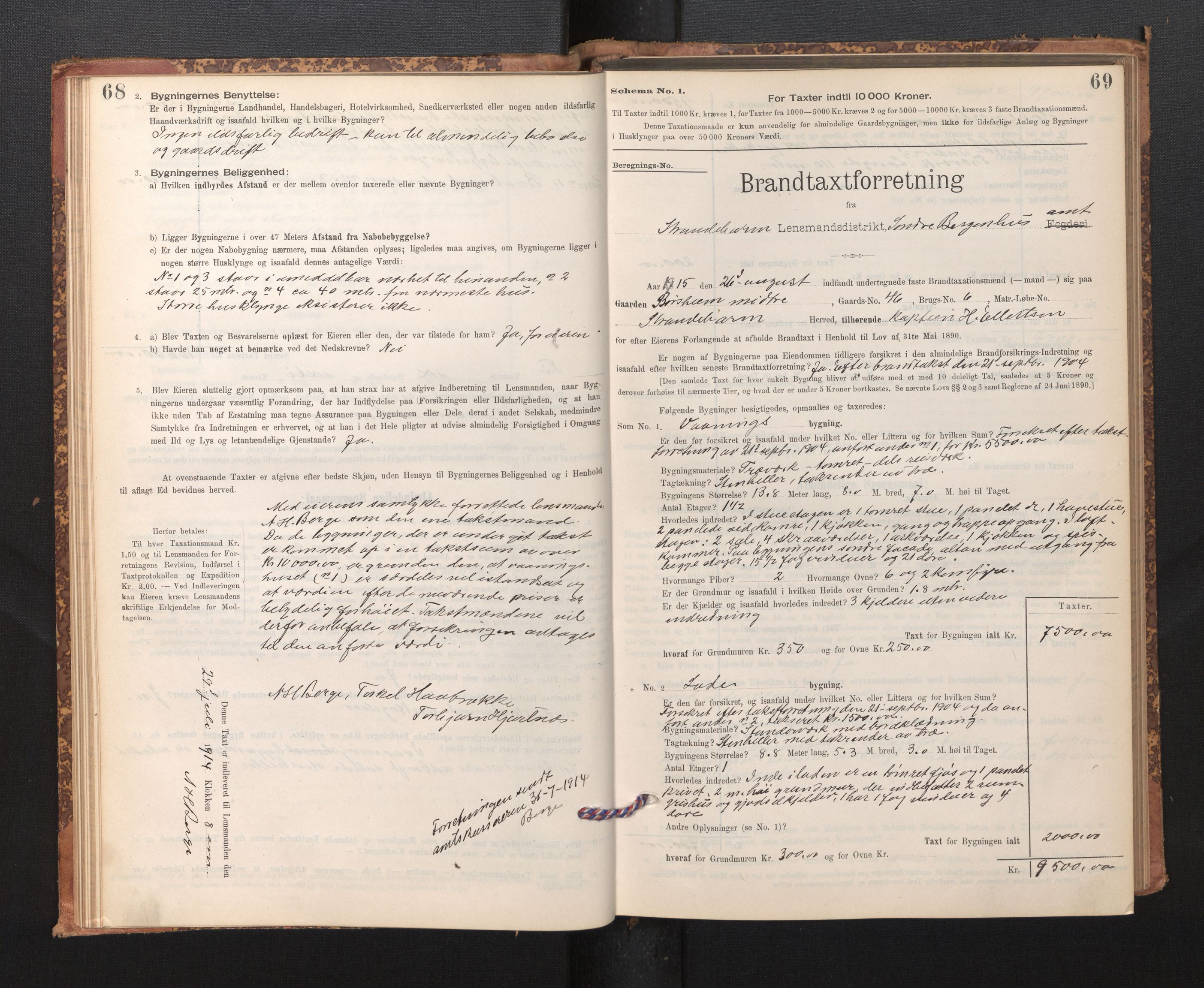 Lensmannen i Strandebarm, AV/SAB-A-35101/0012/L0004: Branntakstprotokoll, skjematakst, 1895-1920, s. 68-69