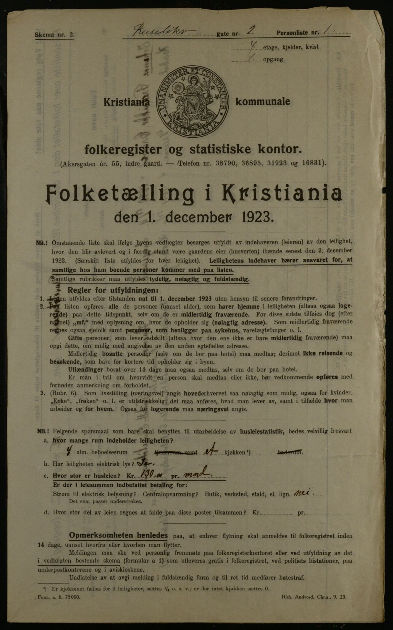 OBA, Kommunal folketelling 1.12.1923 for Kristiania, 1923, s. 93488