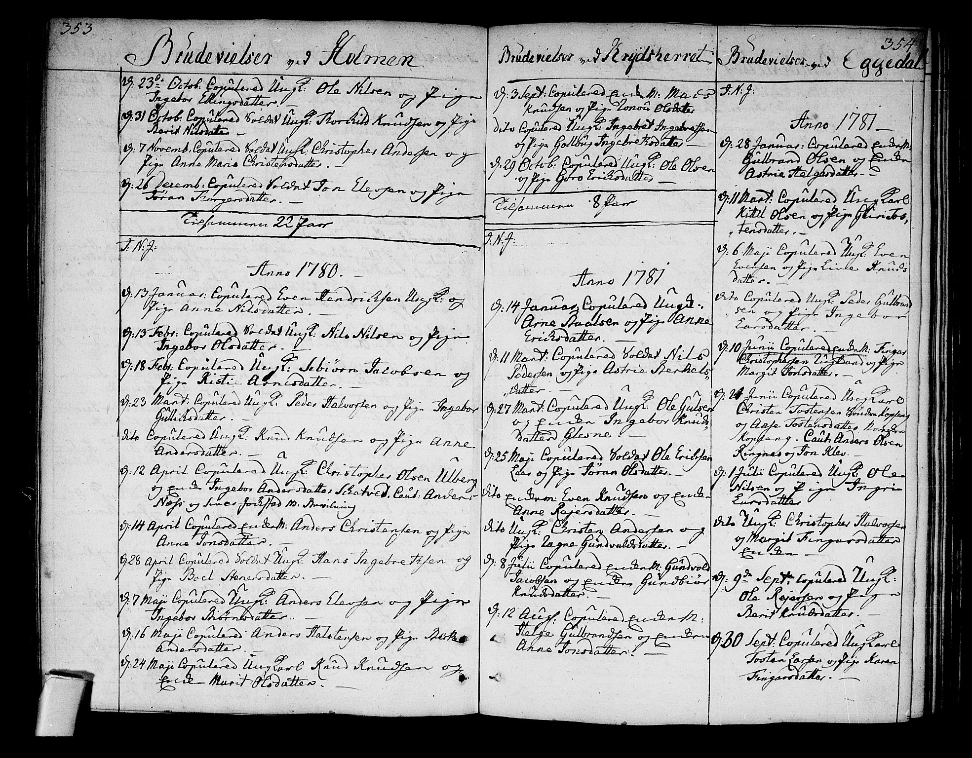 Sigdal kirkebøker, AV/SAKO-A-245/F/Fa/L0002: Ministerialbok nr. I 2, 1778-1792, s. 353-354