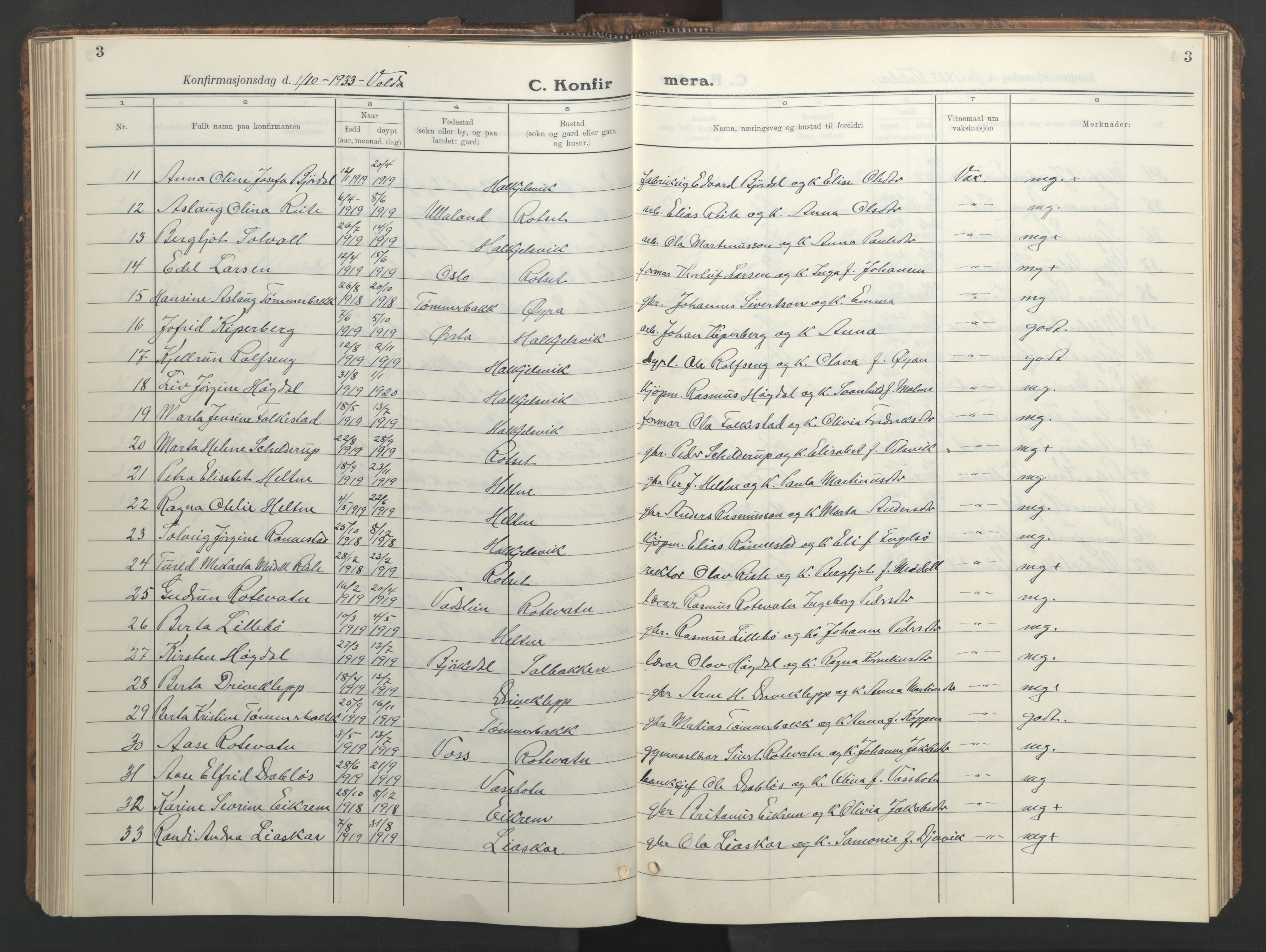 Ministerialprotokoller, klokkerbøker og fødselsregistre - Møre og Romsdal, AV/SAT-A-1454/511/L0161: Klokkerbok nr. 511C07, 1933-1948, s. 3