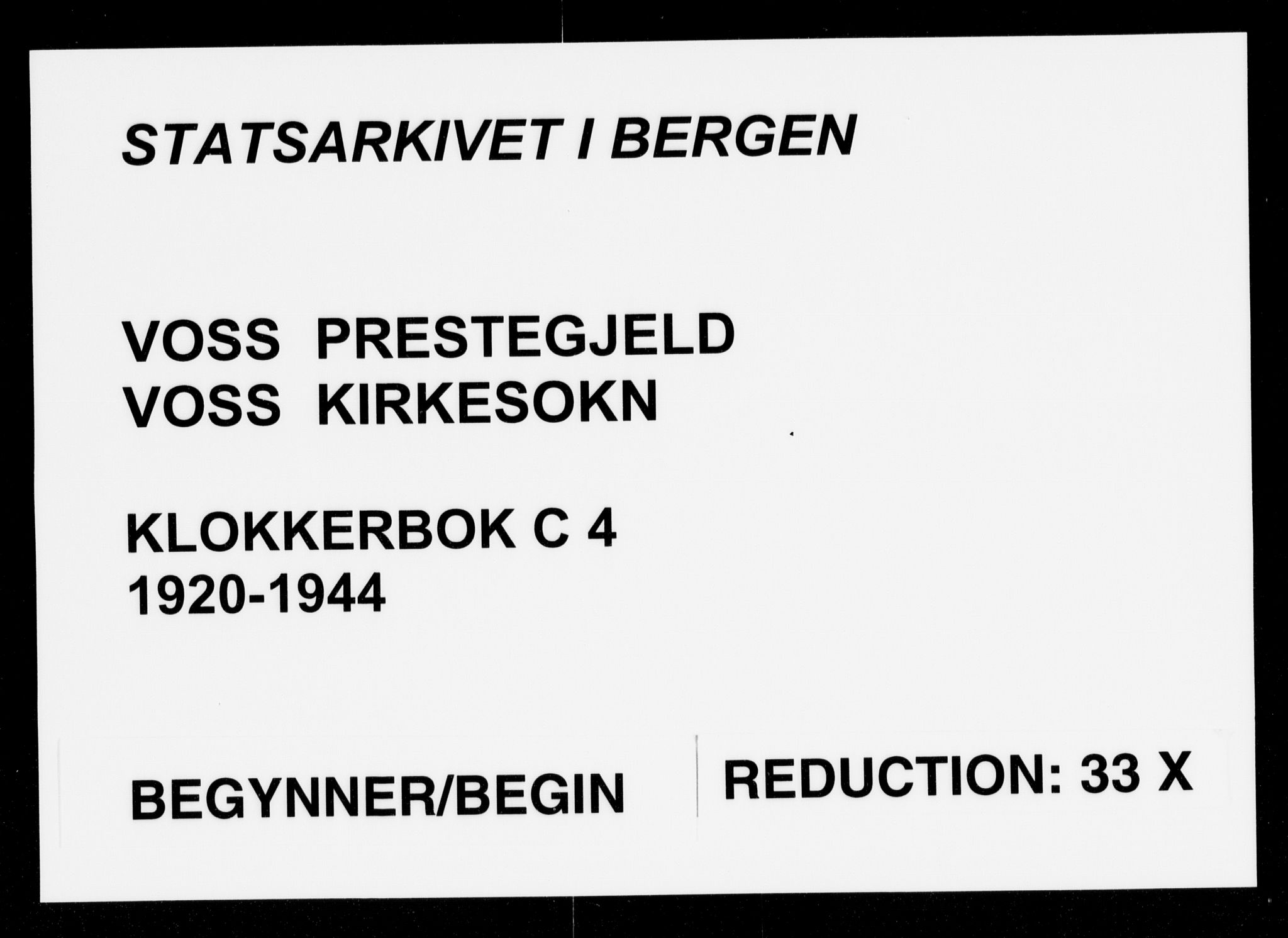 Voss sokneprestembete, SAB/A-79001/H/Hab: Klokkerbok nr. C 4, 1920-1944