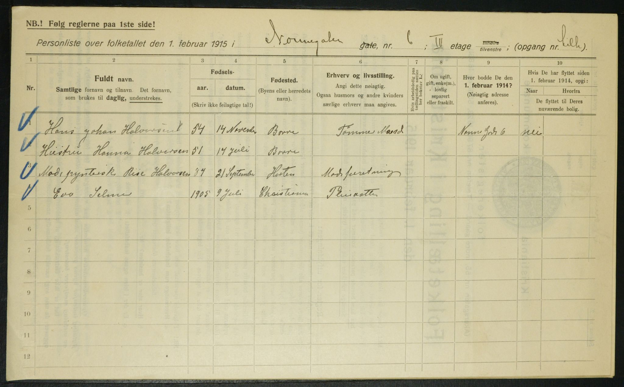 OBA, Kommunal folketelling 1.2.1915 for Kristiania, 1915, s. 70873