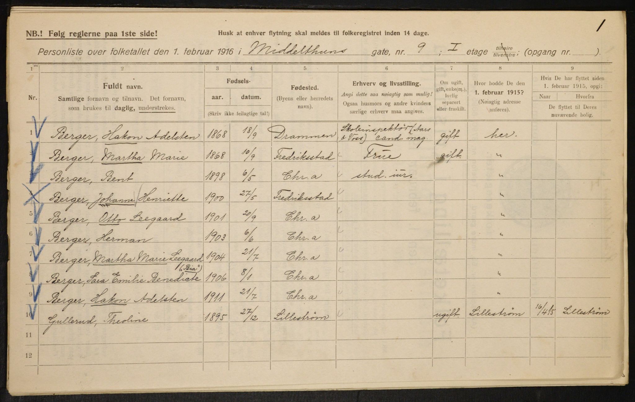 OBA, Kommunal folketelling 1.2.1916 for Kristiania, 1916, s. 66974