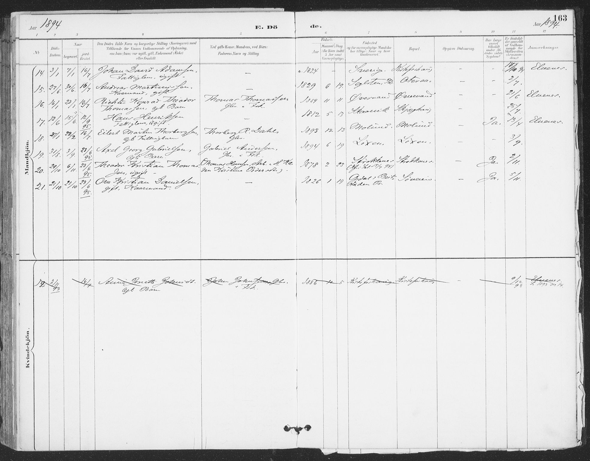 Ibestad sokneprestembete, AV/SATØ-S-0077/H/Ha/Haa/L0015kirke: Ministerialbok nr. 15, 1888-1899, s. 163