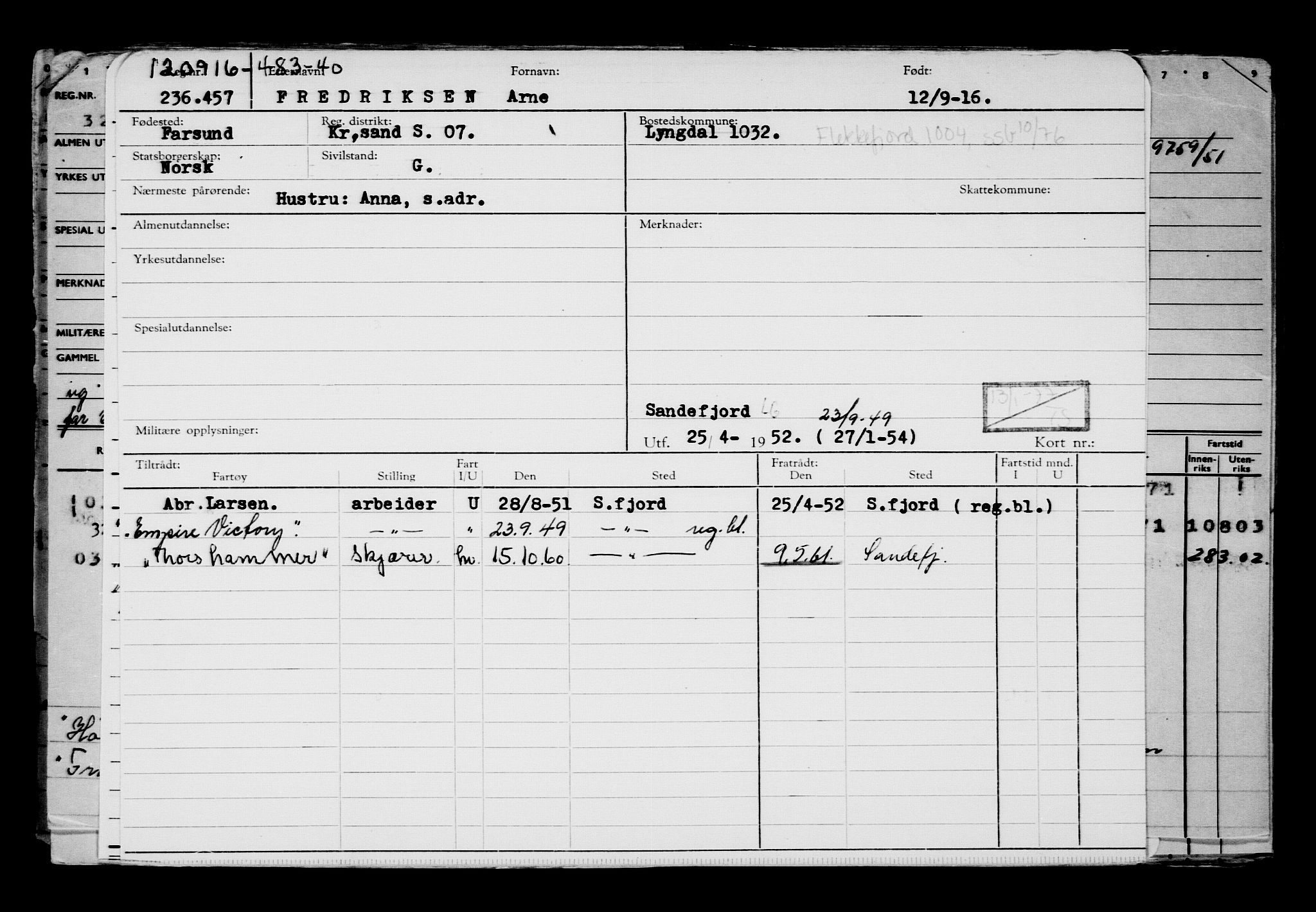 Direktoratet for sjømenn, AV/RA-S-3545/G/Gb/L0142: Hovedkort, 1916, s. 407