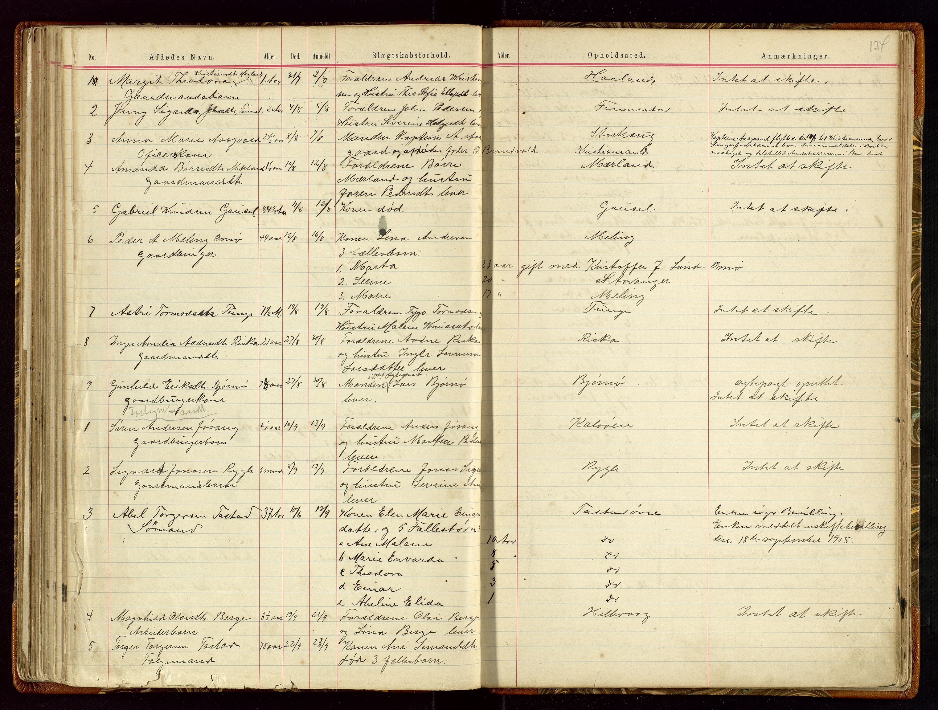 Hetland lensmannskontor, AV/SAST-A-100101/Gga/L0001: Dødsfallprotokoll, 1883-1910, s. 134