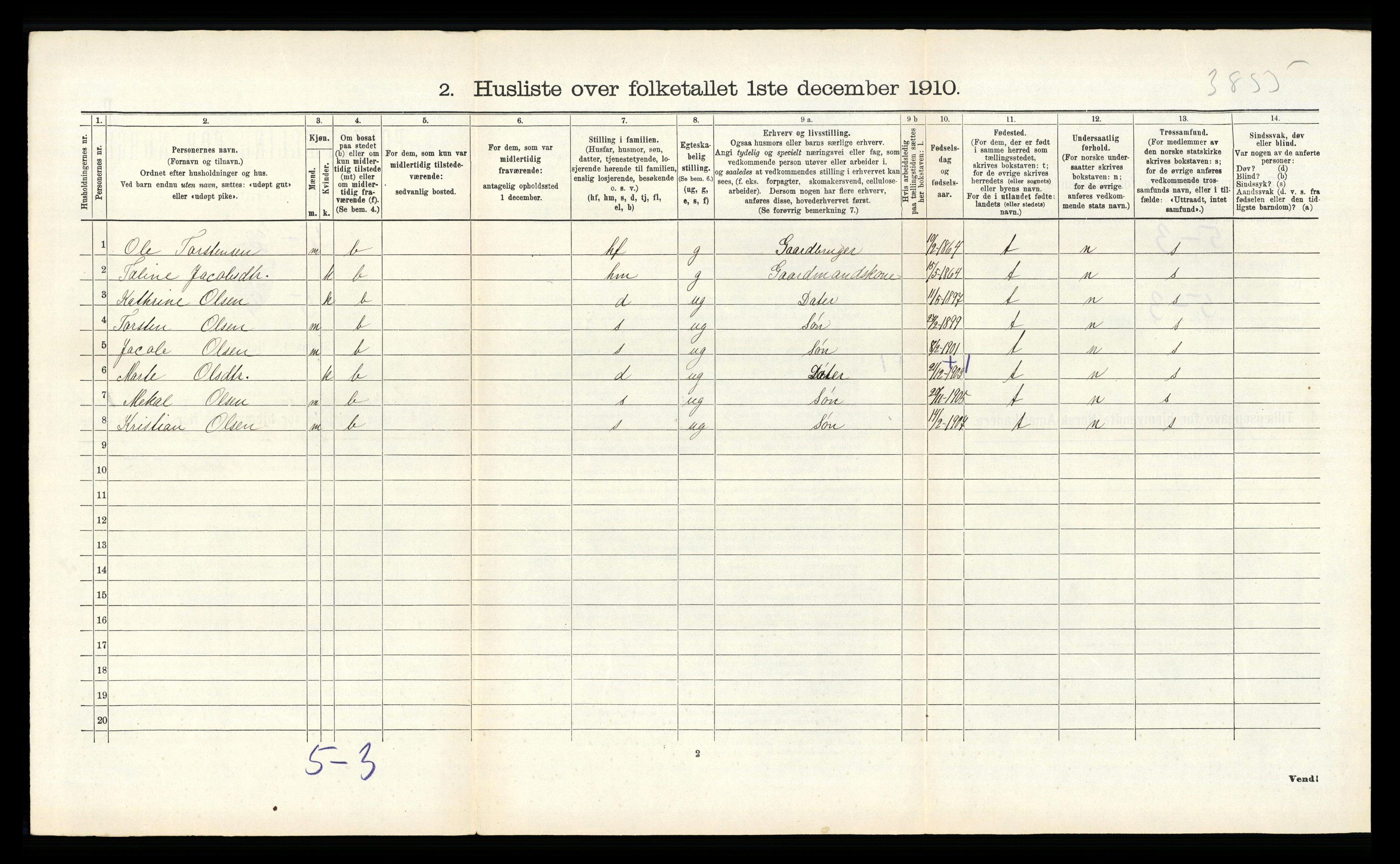 RA, Folketelling 1910 for 1430 Indre Holmedal herred, 1910, s. 505