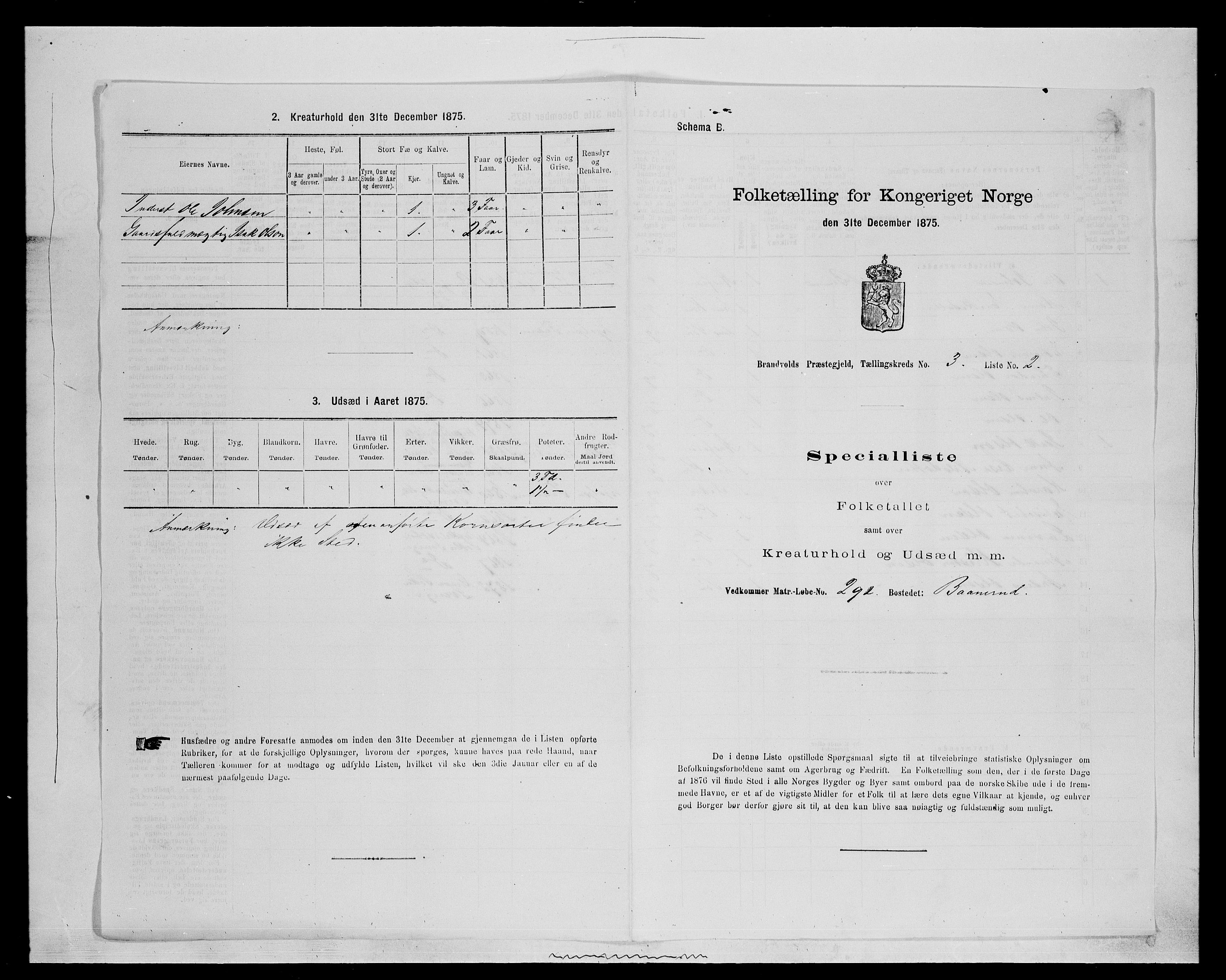 SAH, Folketelling 1875 for 0422P Brandval prestegjeld, 1875, s. 412