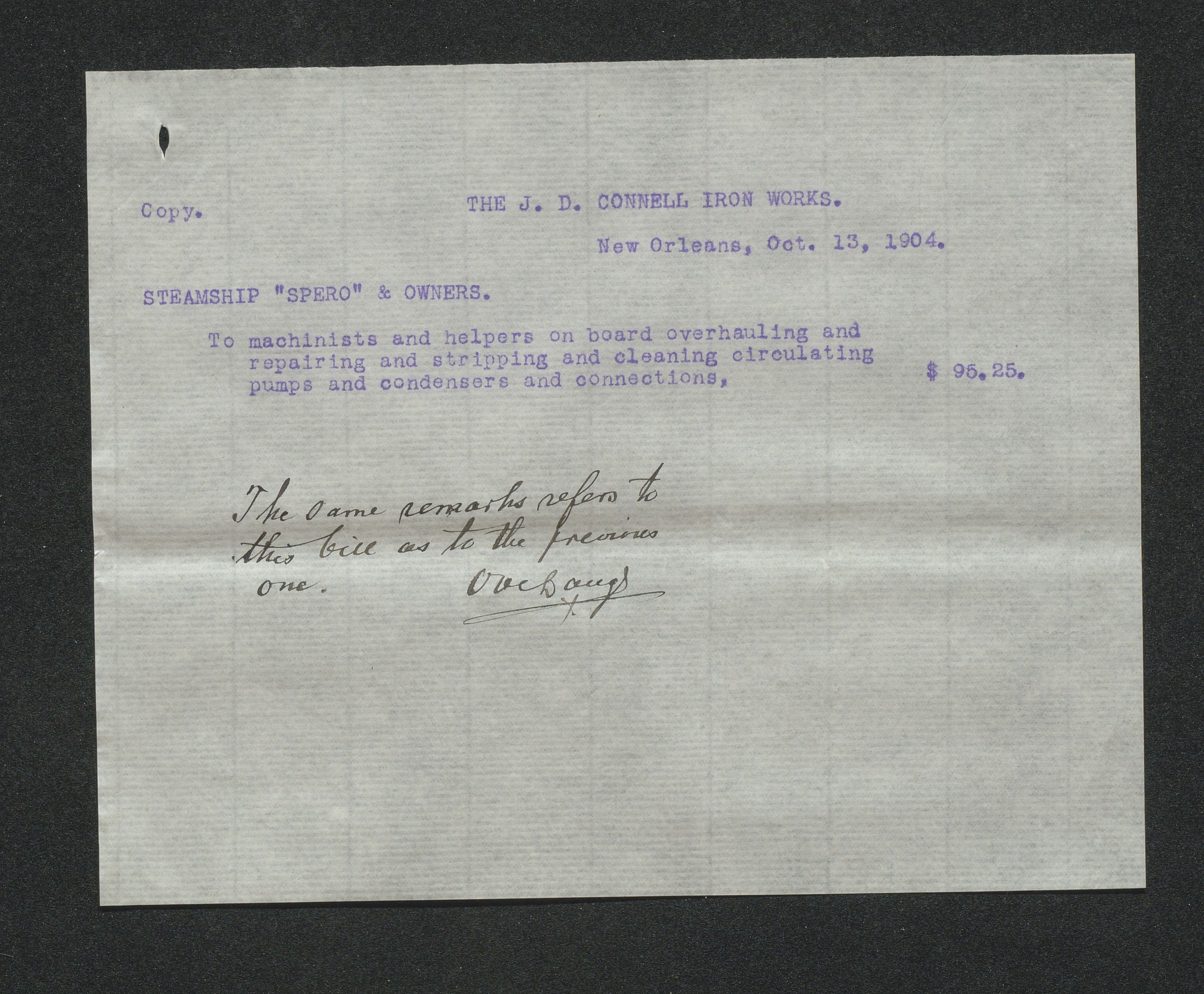 Arendals Dampskibsselskab (ADS), AAKS/PA-1716/1/15/L0018: Skipspapirer D/S Spero, 1898-1904