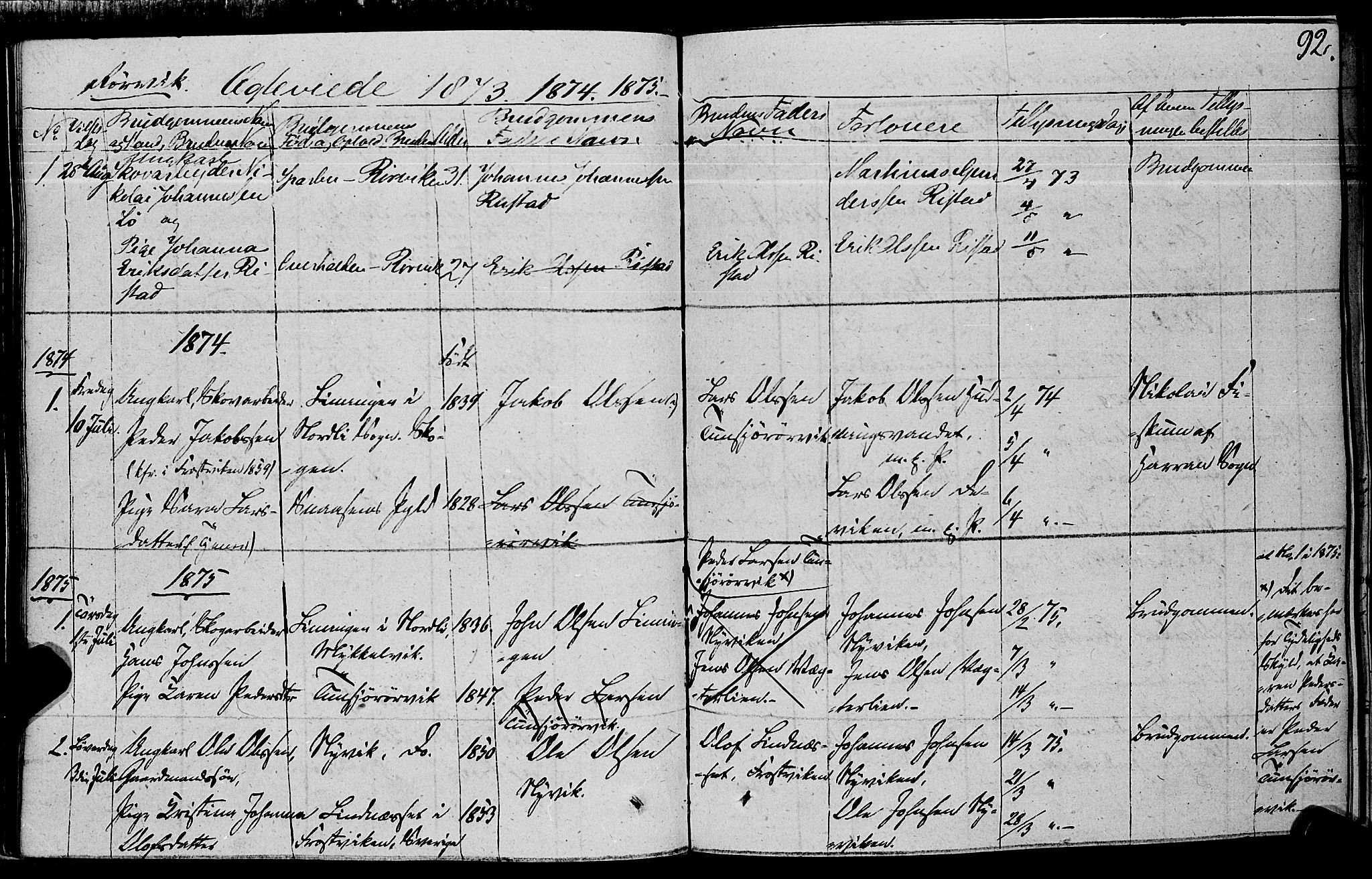 Ministerialprotokoller, klokkerbøker og fødselsregistre - Nord-Trøndelag, AV/SAT-A-1458/762/L0538: Ministerialbok nr. 762A02 /1, 1833-1879, s. 92