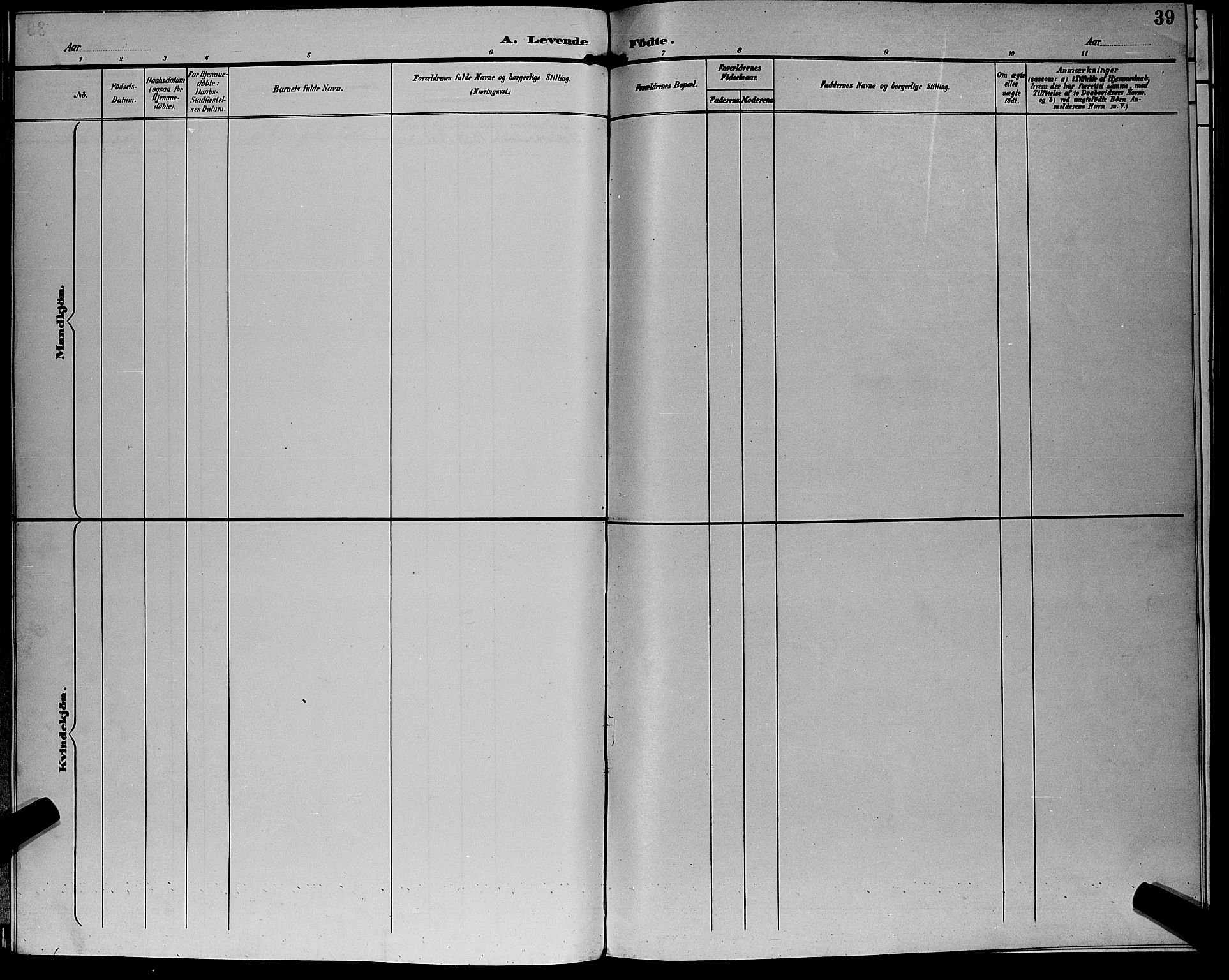Eiker kirkebøker, SAKO/A-4/G/Gb/L0004: Klokkerbok nr. II 4, 1894-1900, s. 39