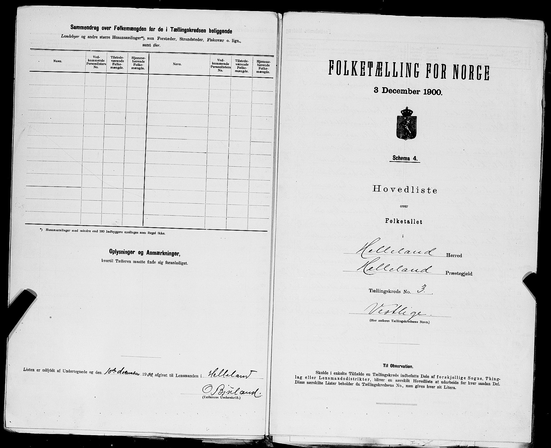 SAST, Folketelling 1900 for 1115 Helleland herred, 1900, s. 13