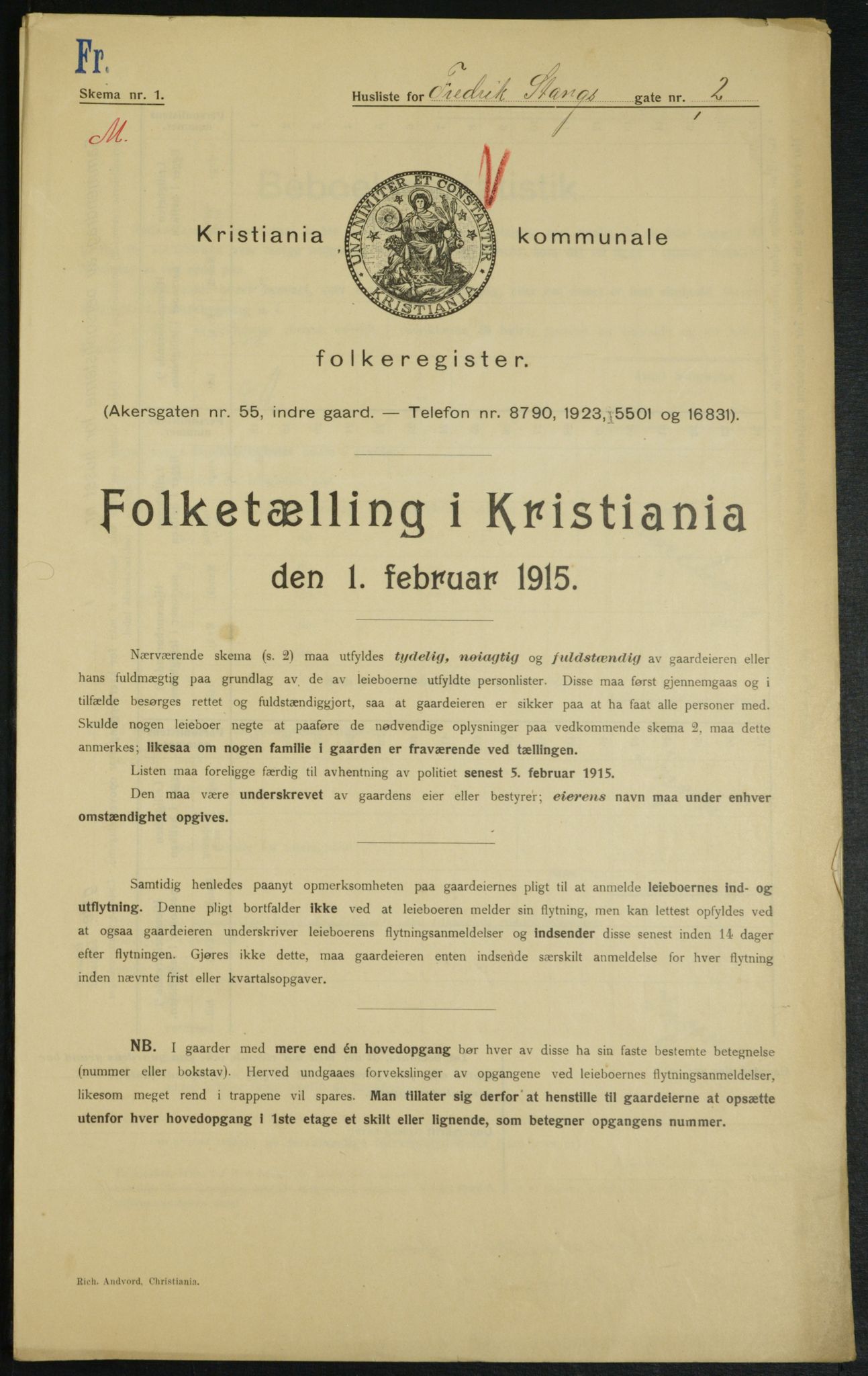 OBA, Kommunal folketelling 1.2.1915 for Kristiania, 1915, s. 26160