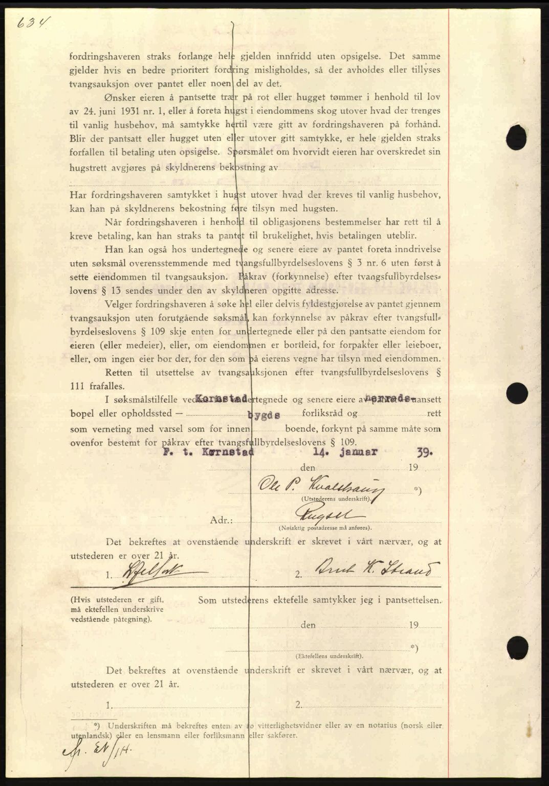 Nordmøre sorenskriveri, AV/SAT-A-4132/1/2/2Ca: Pantebok nr. B84, 1938-1939, Dagboknr: 196/1939