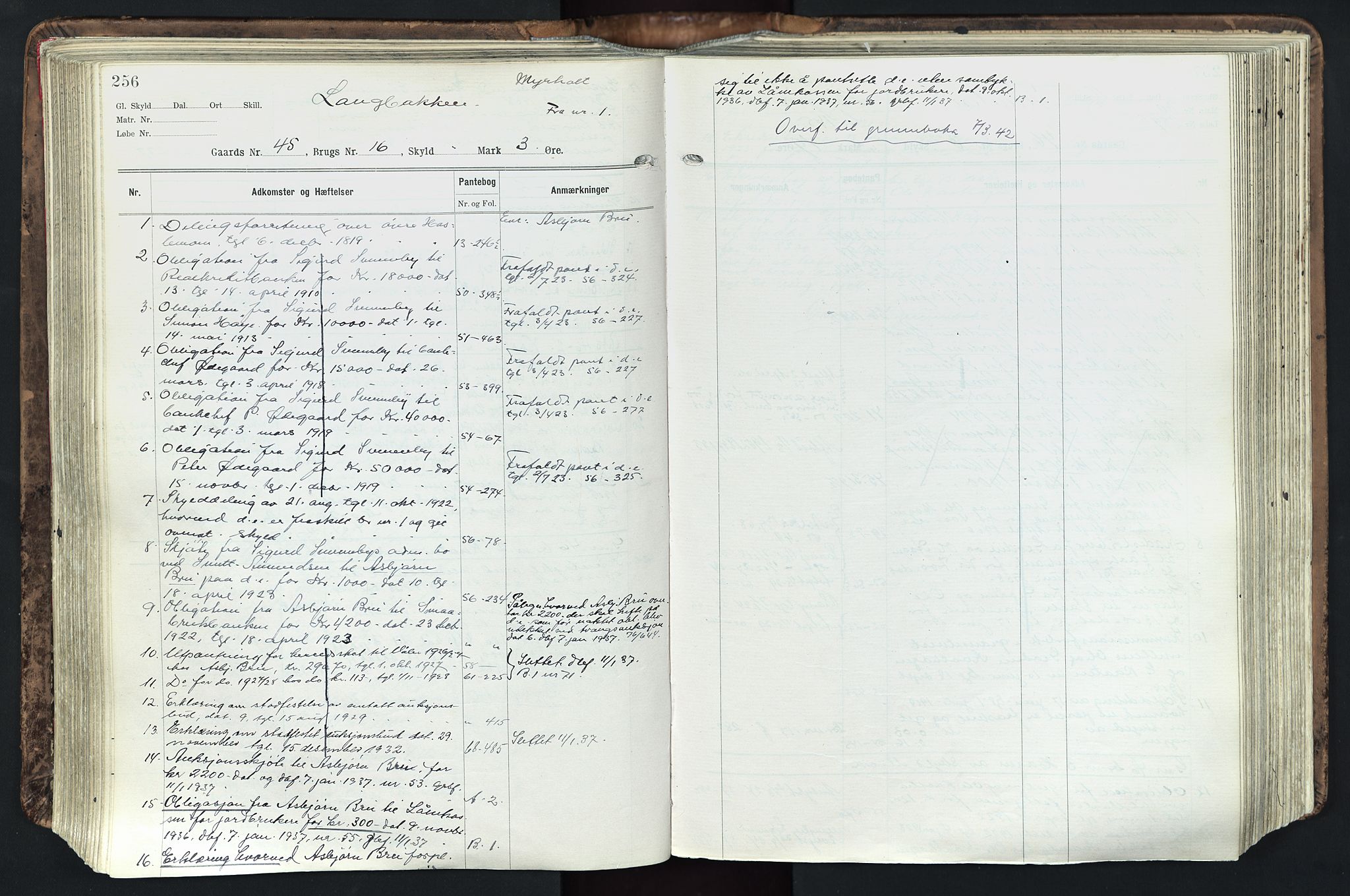 Solør tingrett, AV/SAH-TING-008/H/Ha/Hak/L0003: Panteregister nr. III, 1900-1935, s. 256