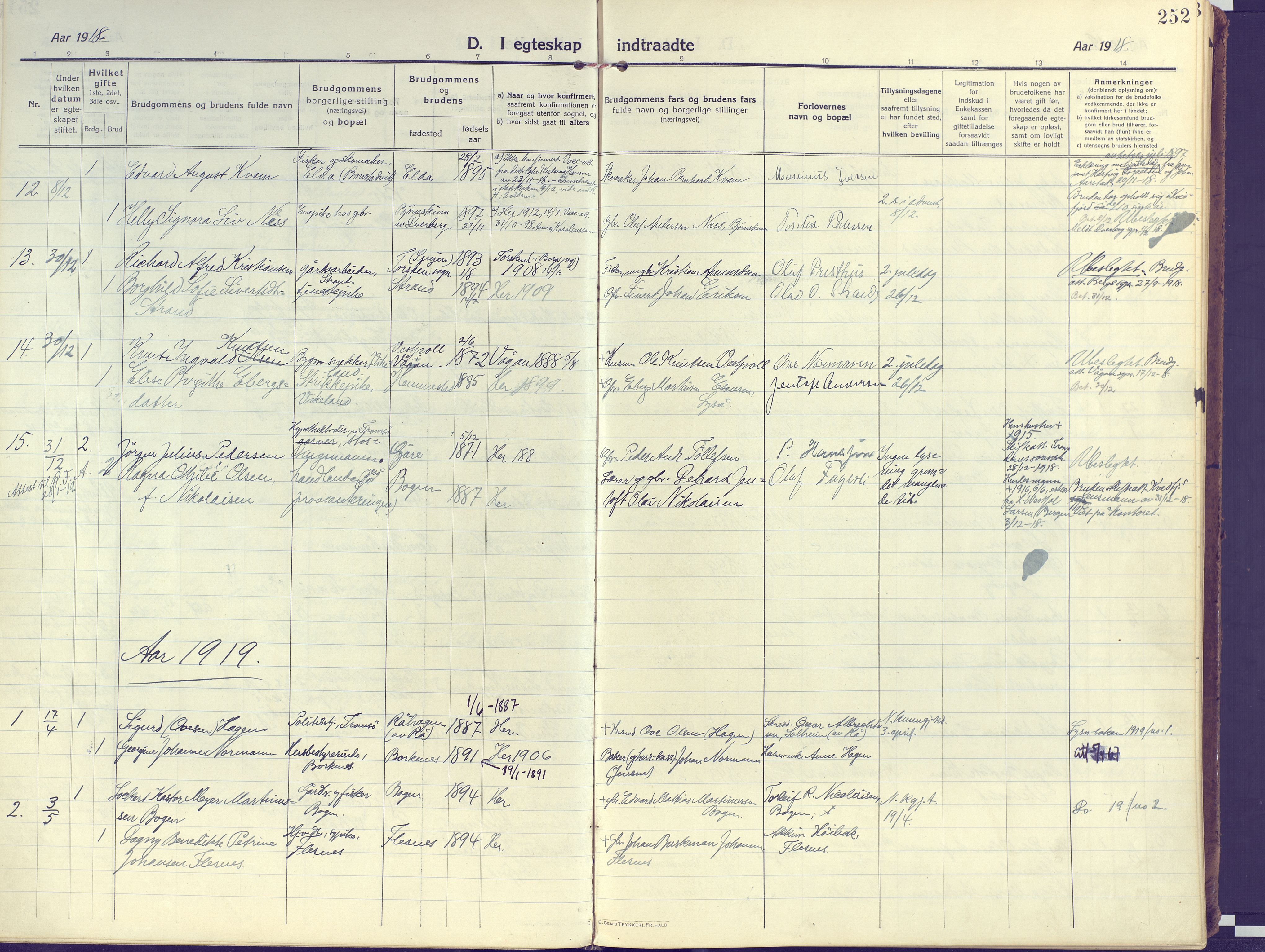 Kvæfjord sokneprestkontor, AV/SATØ-S-1323/G/Ga/Gaa/L0007kirke: Ministerialbok nr. 7, 1915-1931, s. 252