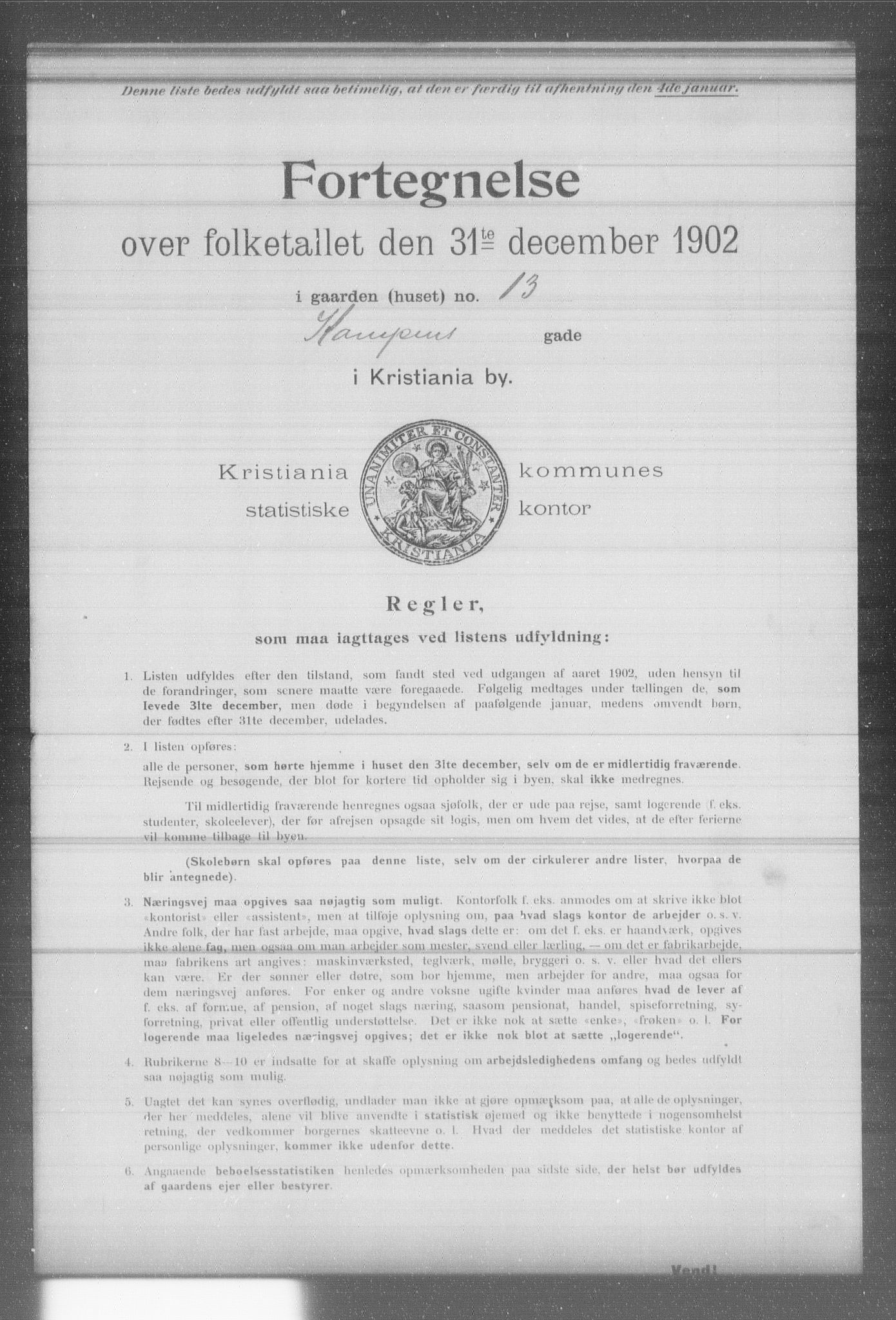 OBA, Kommunal folketelling 31.12.1902 for Kristiania kjøpstad, 1902, s. 9079