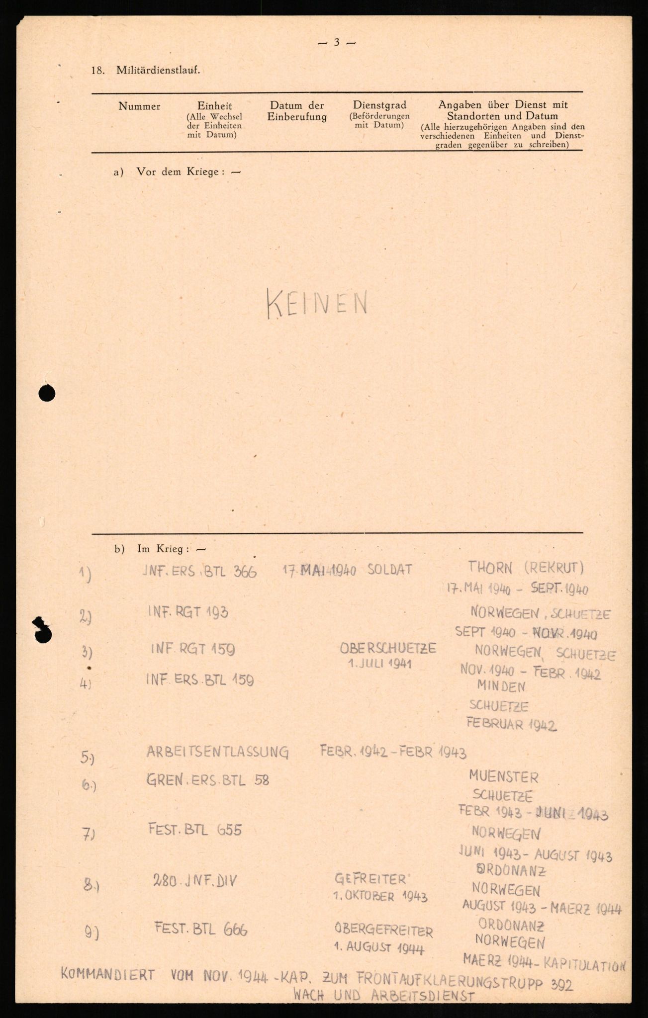 Forsvaret, Forsvarets overkommando II, AV/RA-RAFA-3915/D/Db/L0013: CI Questionaires. Tyske okkupasjonsstyrker i Norge. Tyskere., 1945-1946, s. 65