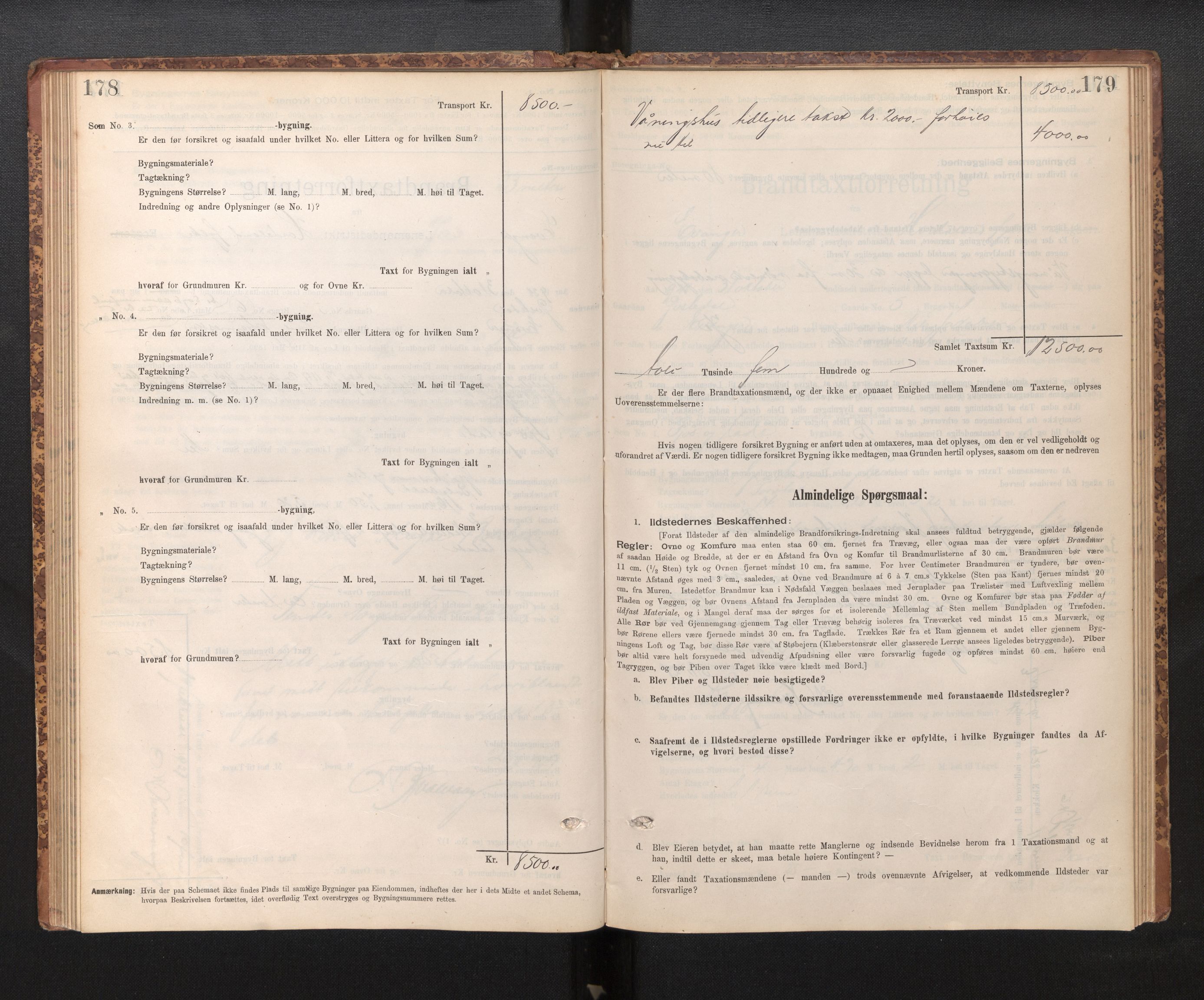 Lensmannen i Evanger, SAB/A-31701/0012/L0005: Branntakstprotokoll, skjematakst, 1895-1935, s. 178-179