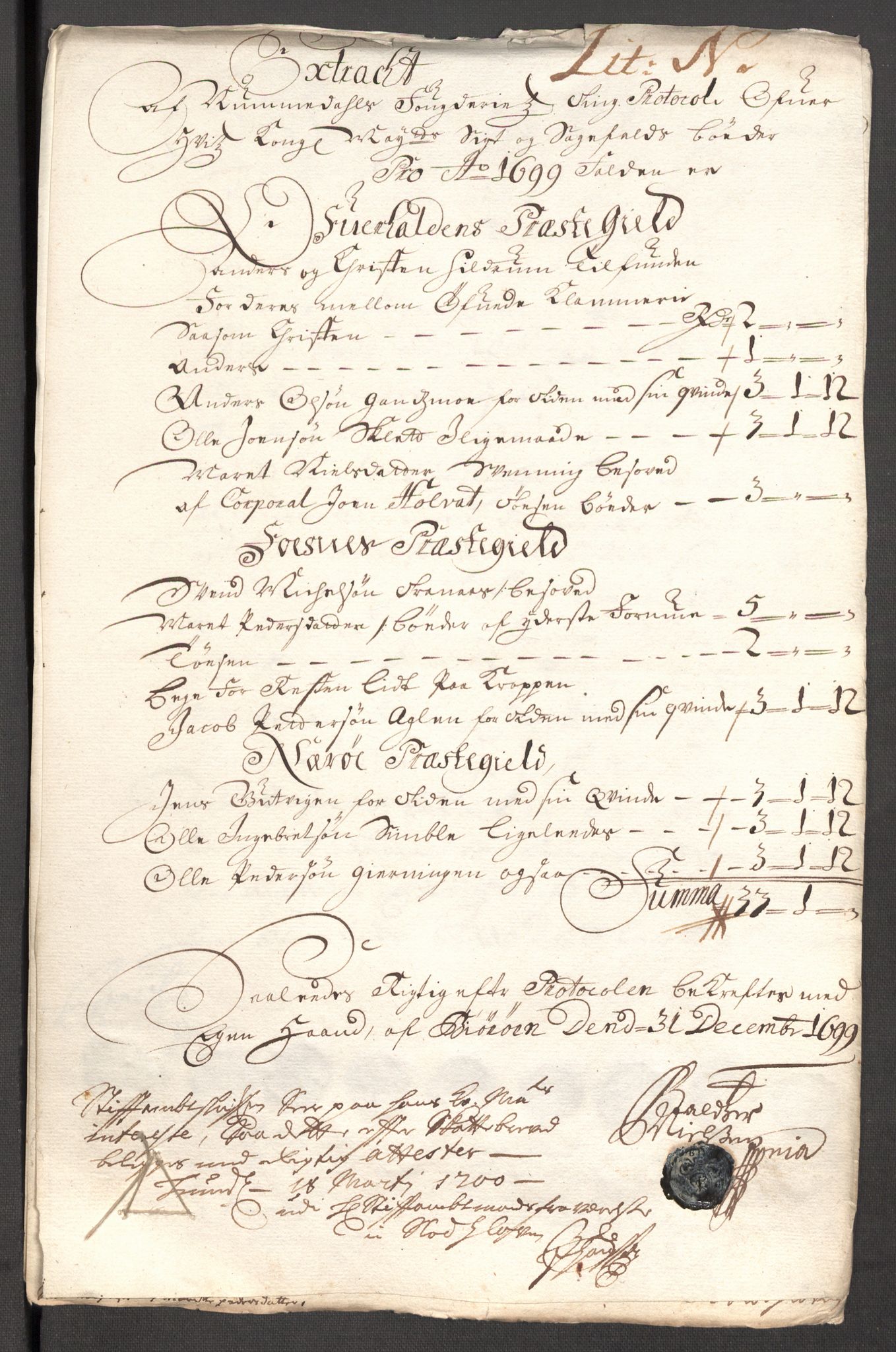 Rentekammeret inntil 1814, Reviderte regnskaper, Fogderegnskap, RA/EA-4092/R64/L4426: Fogderegnskap Namdal, 1699-1700, s. 156