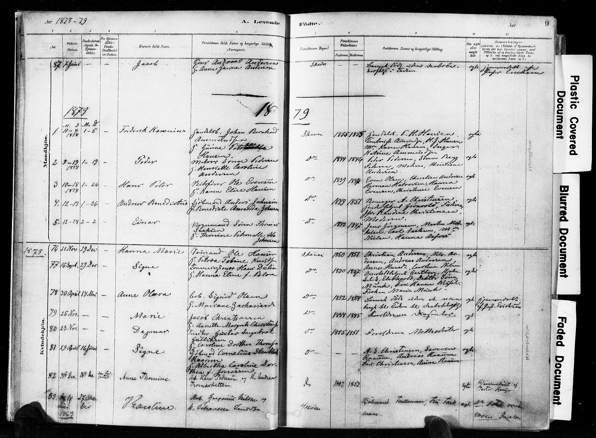 Skien kirkebøker, AV/SAKO-A-302/F/Fa/L0009: Ministerialbok nr. 9, 1878-1890, s. 9
