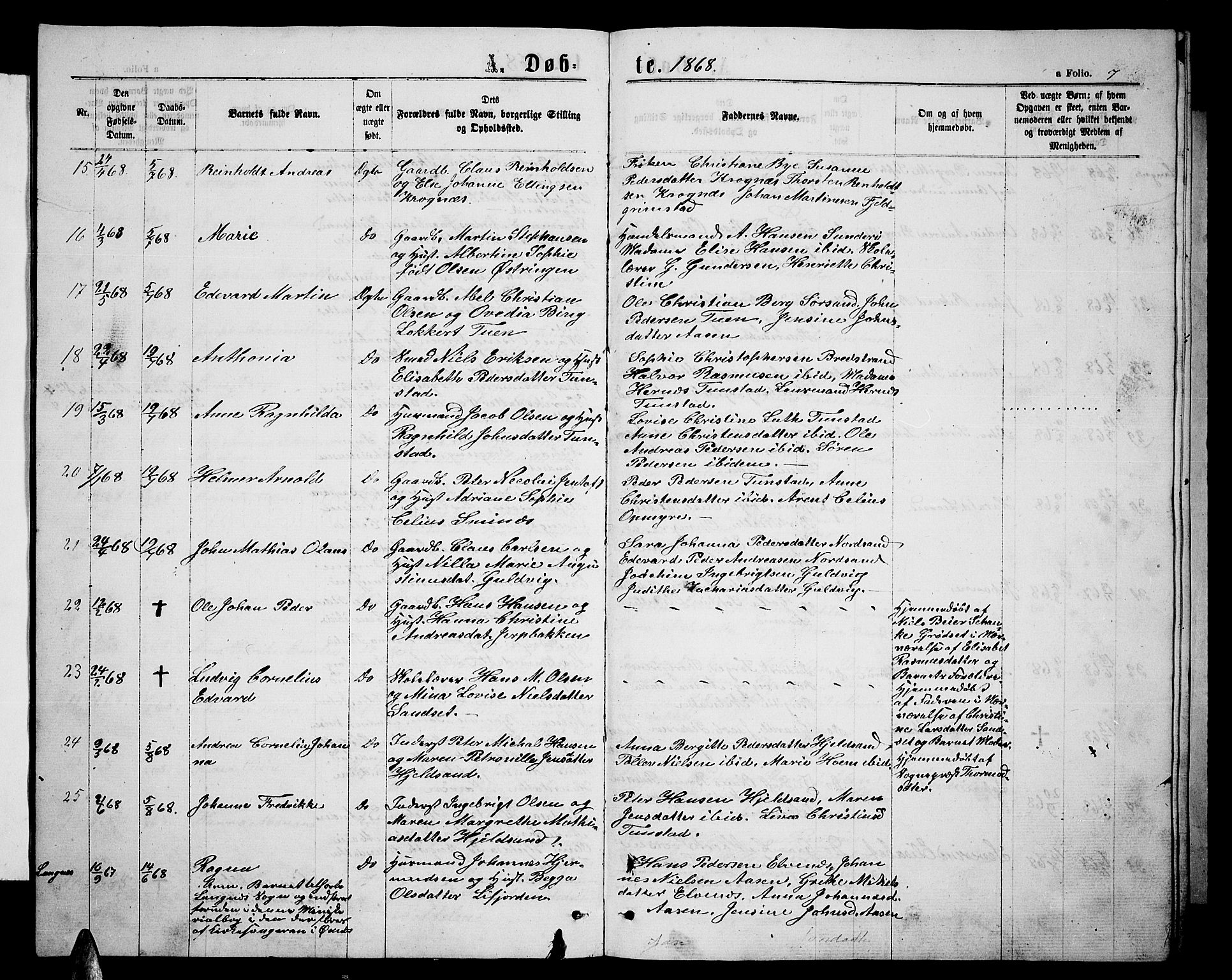 Ministerialprotokoller, klokkerbøker og fødselsregistre - Nordland, AV/SAT-A-1459/893/L1348: Klokkerbok nr. 893C03, 1867-1877, s. 7