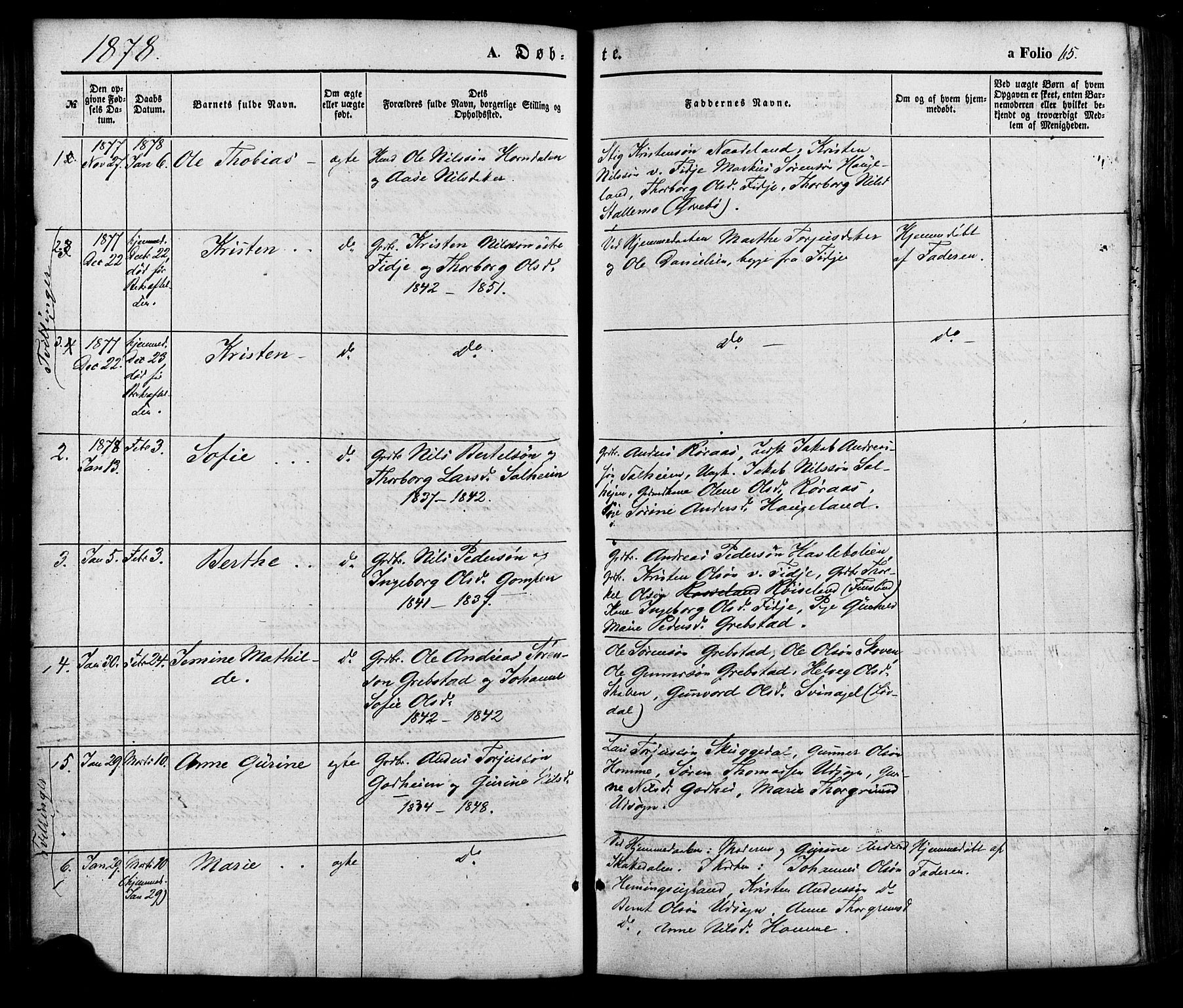 Søgne sokneprestkontor, AV/SAK-1111-0037/F/Fa/Faa/L0002: Ministerialbok nr. A 2, 1854-1882, s. 65