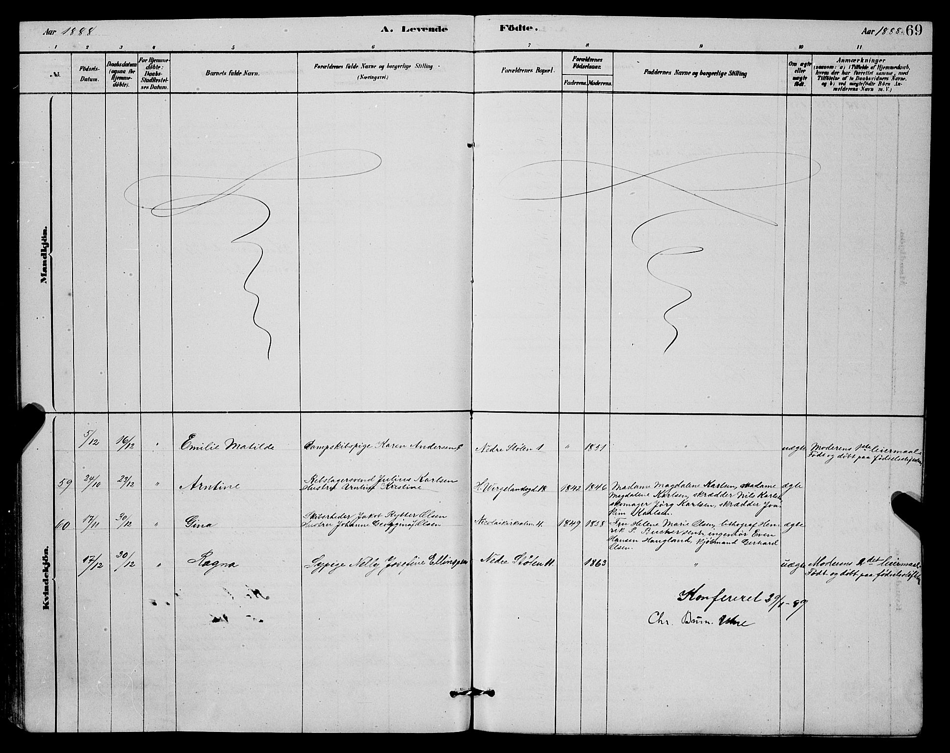 Mariakirken Sokneprestembete, SAB/A-76901/H/Hab/L0004: Klokkerbok nr. A 4, 1878-1892, s. 69