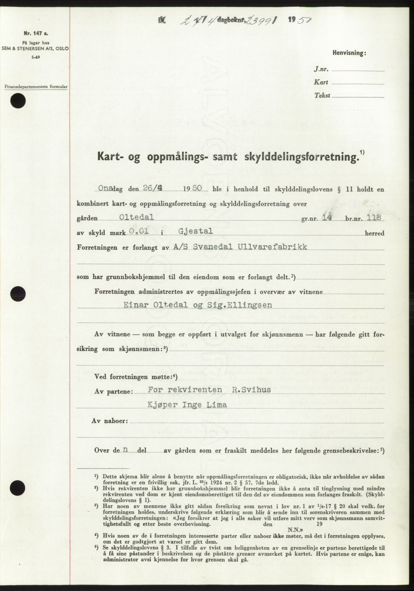 Jæren sorenskriveri, SAST/A-100310/03/G/Gba/L0107: Pantebok, 1950-1950, Dagboknr: 2399/1950
