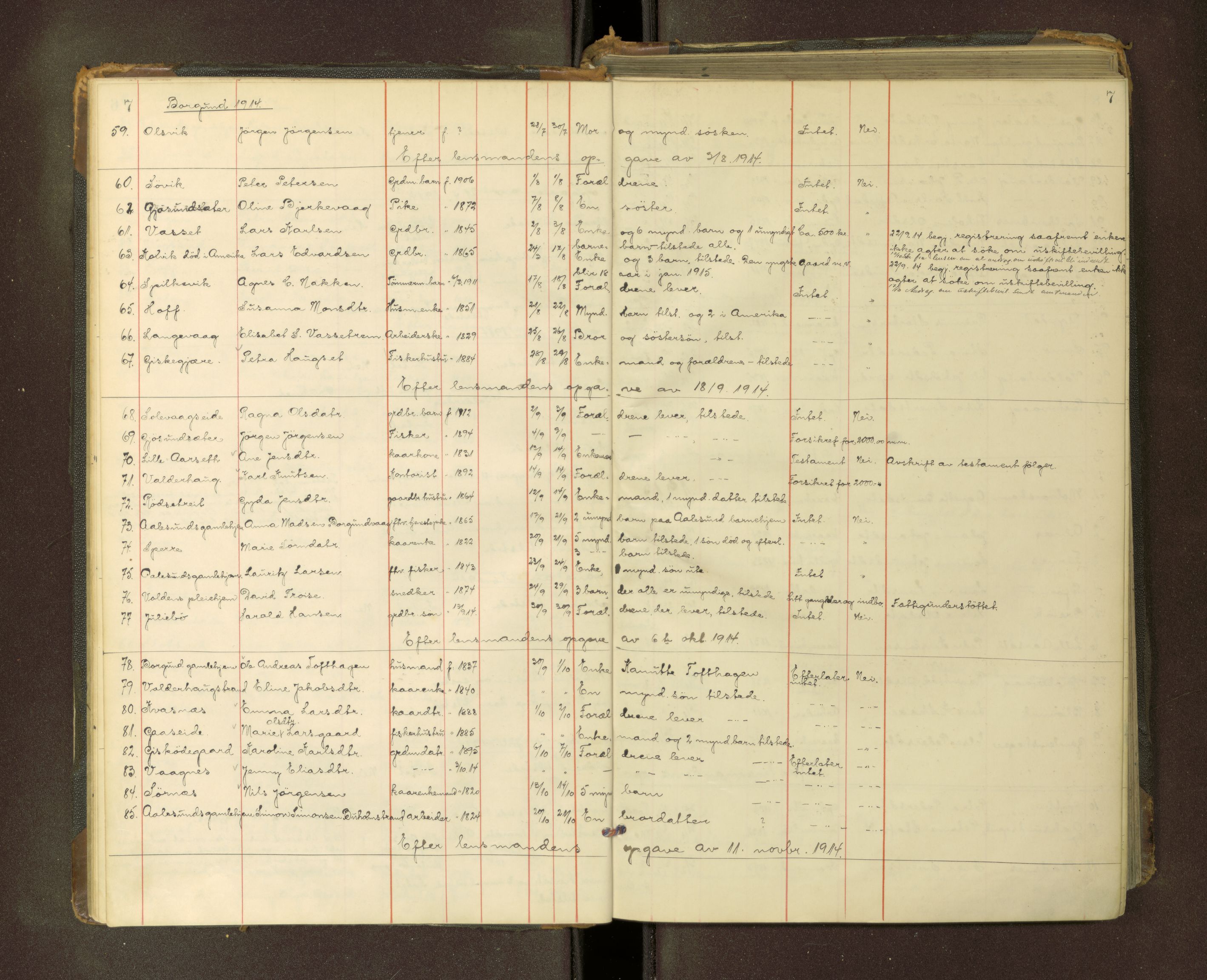 Nordre Sunnmøre sorenskriveri, AV/SAT-A-0006/1/3/3L/L0007: Dødsfallsprotokoll, 1913-1919, s. 7