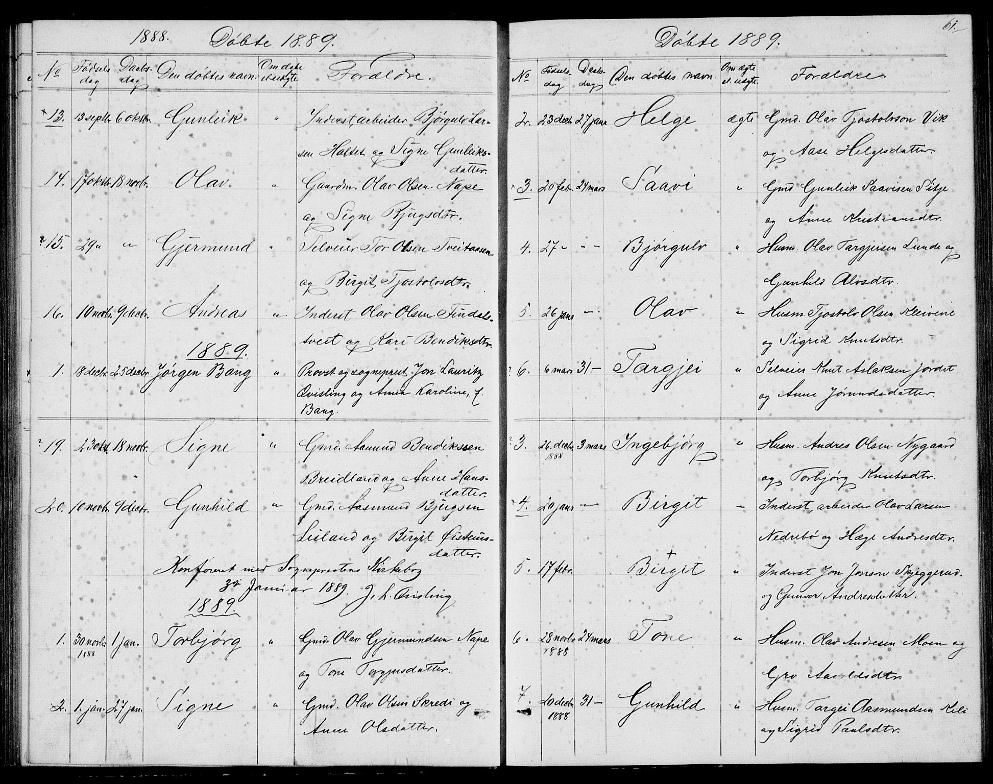 Fyresdal kirkebøker, AV/SAKO-A-263/G/Ga/L0004: Klokkerbok nr. I 4, 1864-1892, s. 61