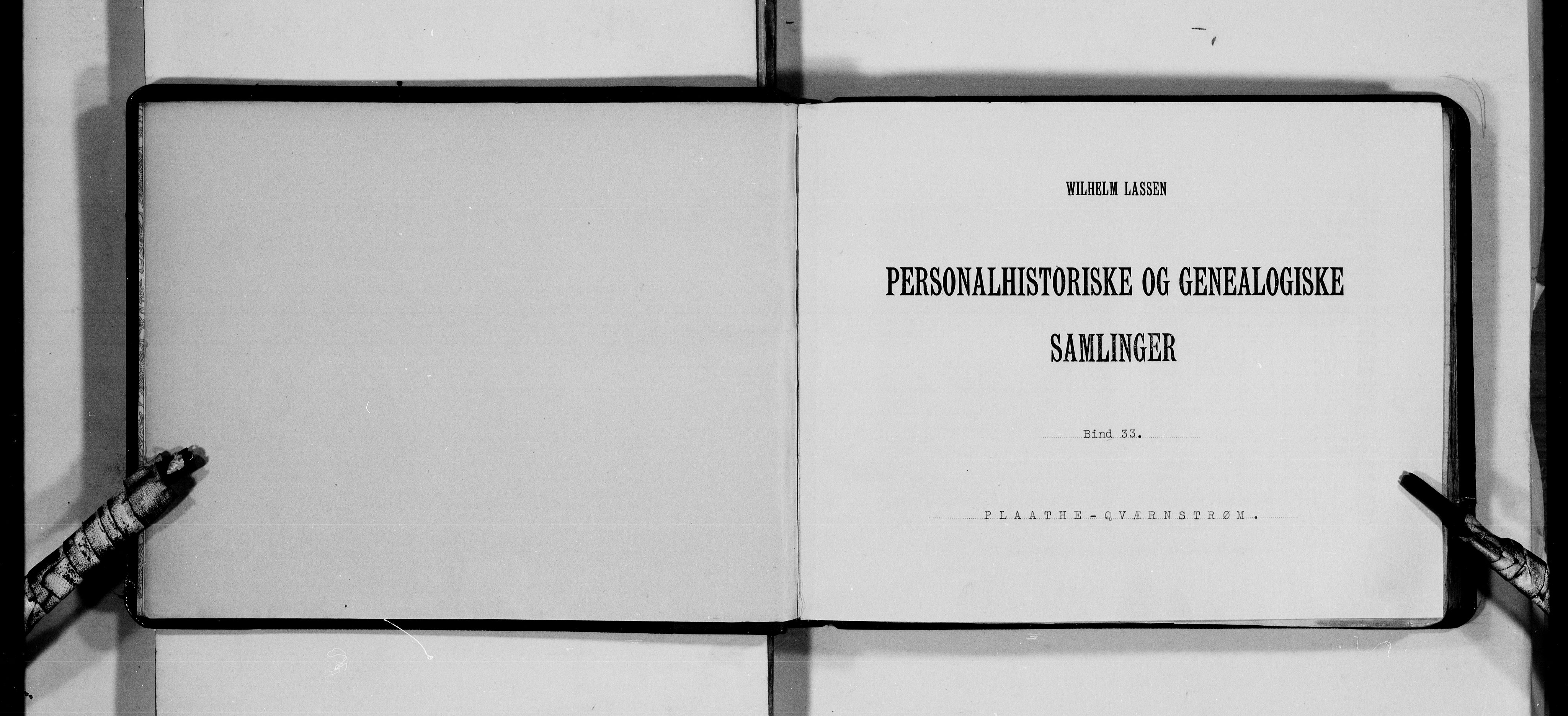 Lassens samlinger, AV/RA-PA-0051/F/Fa/L0033: Personalhistoriske og genealogiske opptegnelser: Plaathe - Qværnstrøm, 1500-1907