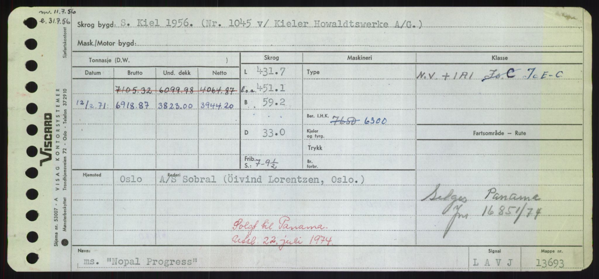 Sjøfartsdirektoratet med forløpere, Skipsmålingen, RA/S-1627/H/Hd/L0026: Fartøy, N-Norhol, s. 289