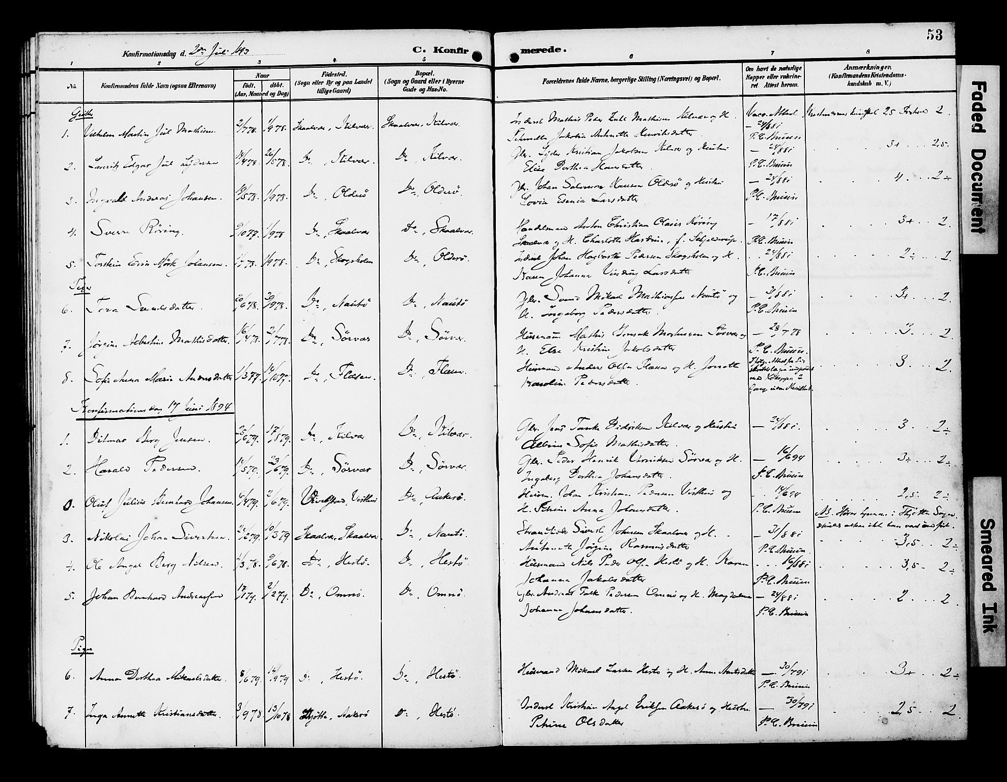 Ministerialprotokoller, klokkerbøker og fødselsregistre - Nordland, AV/SAT-A-1459/818/L0273: Klokkerbok nr. 818C01, 1893-1928, s. 53