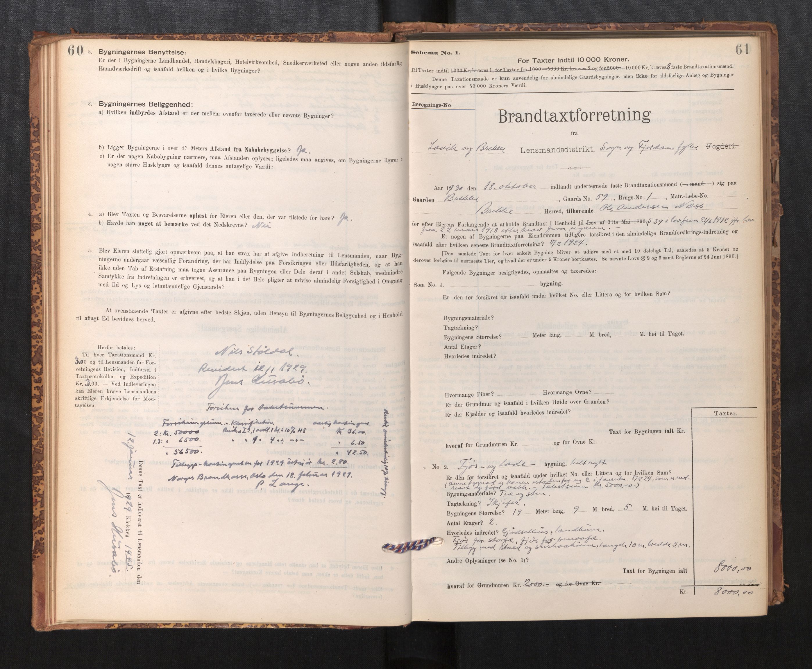 Lensmannen i Lavik, SAB/A-29101/0012/L0002: Branntakstprotokoll, skjematakst, 1895-1933, s. 60-61