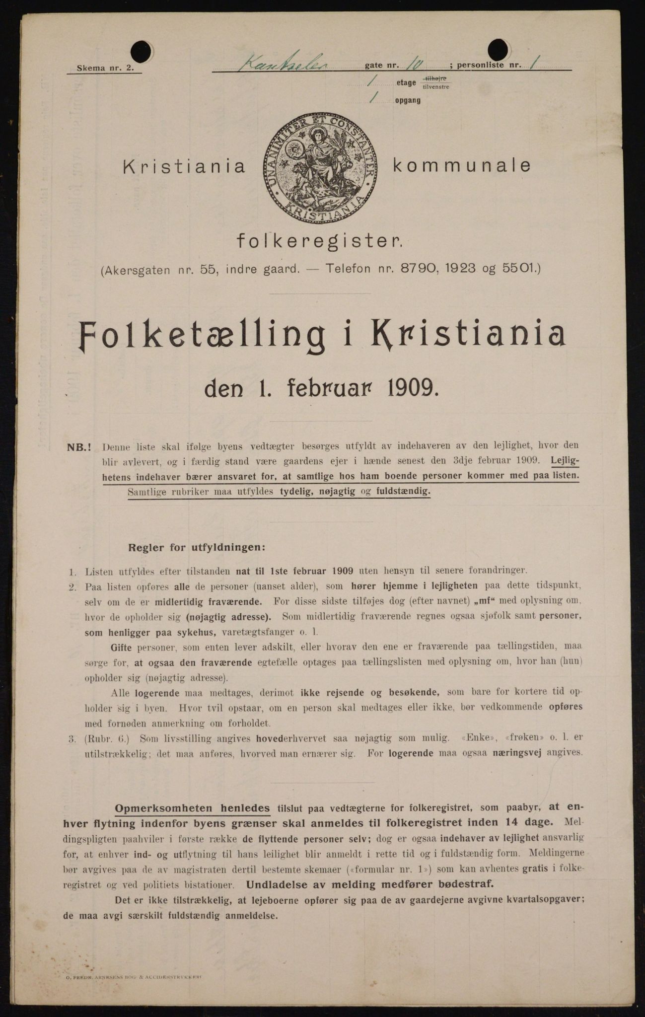 OBA, Kommunal folketelling 1.2.1909 for Kristiania kjøpstad, 1909, s. 43949