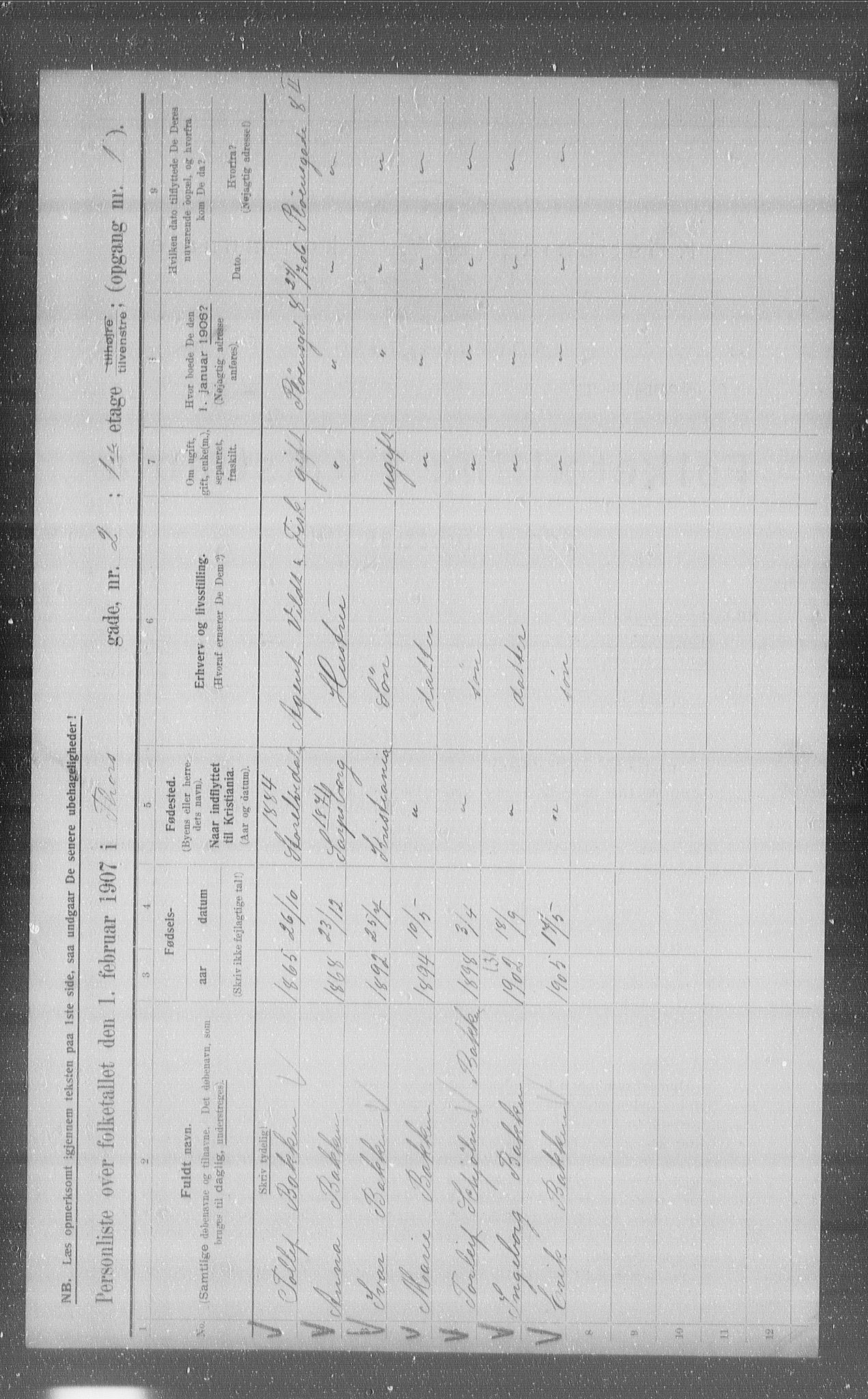 OBA, Kommunal folketelling 1.2.1907 for Kristiania kjøpstad, 1907, s. 58146